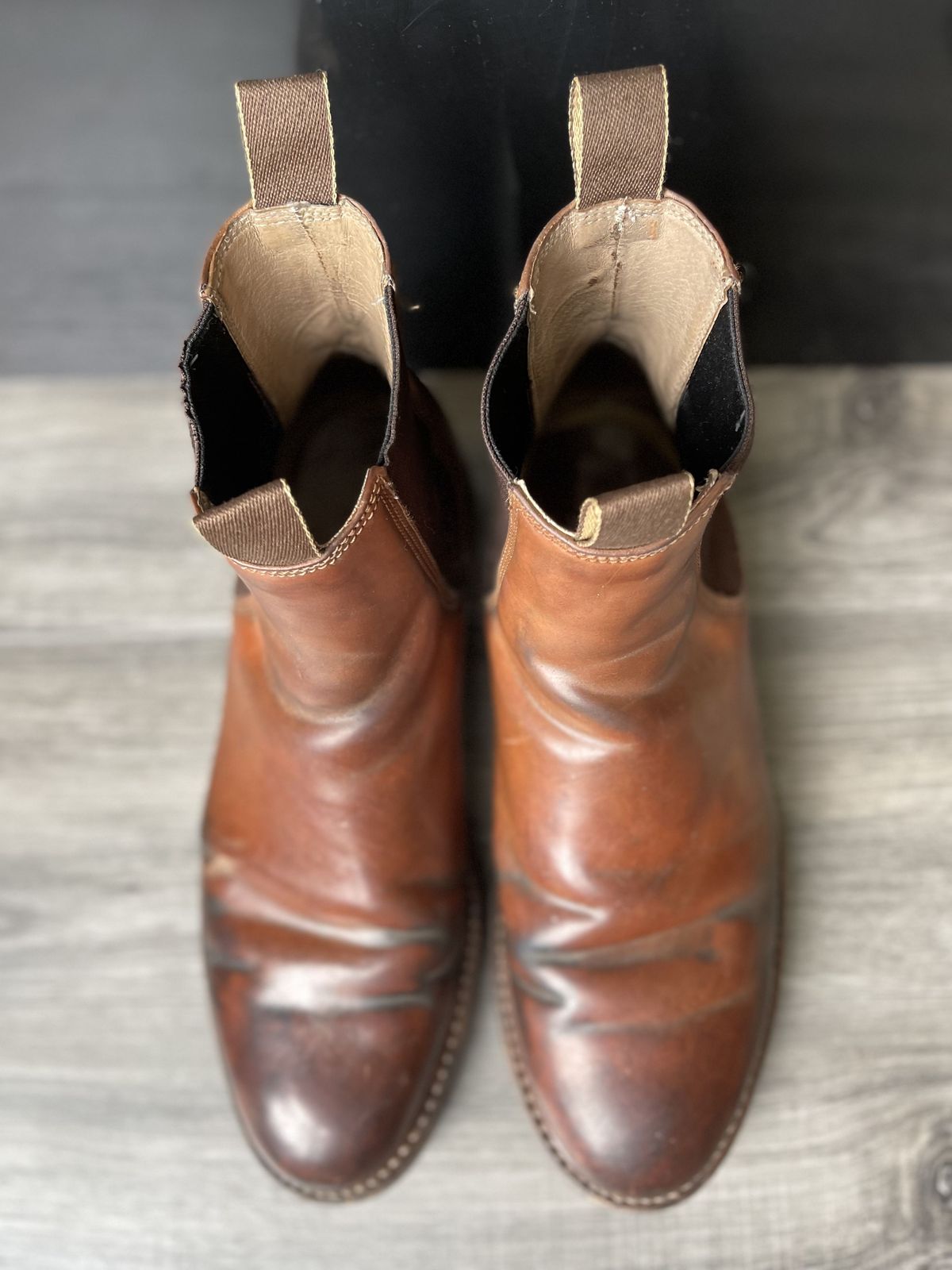 Photo by patinathunderdome on April 5, 2022 of the Taylor Stitch Ranch Boot in Rocado Whisky Shell Cordovan.