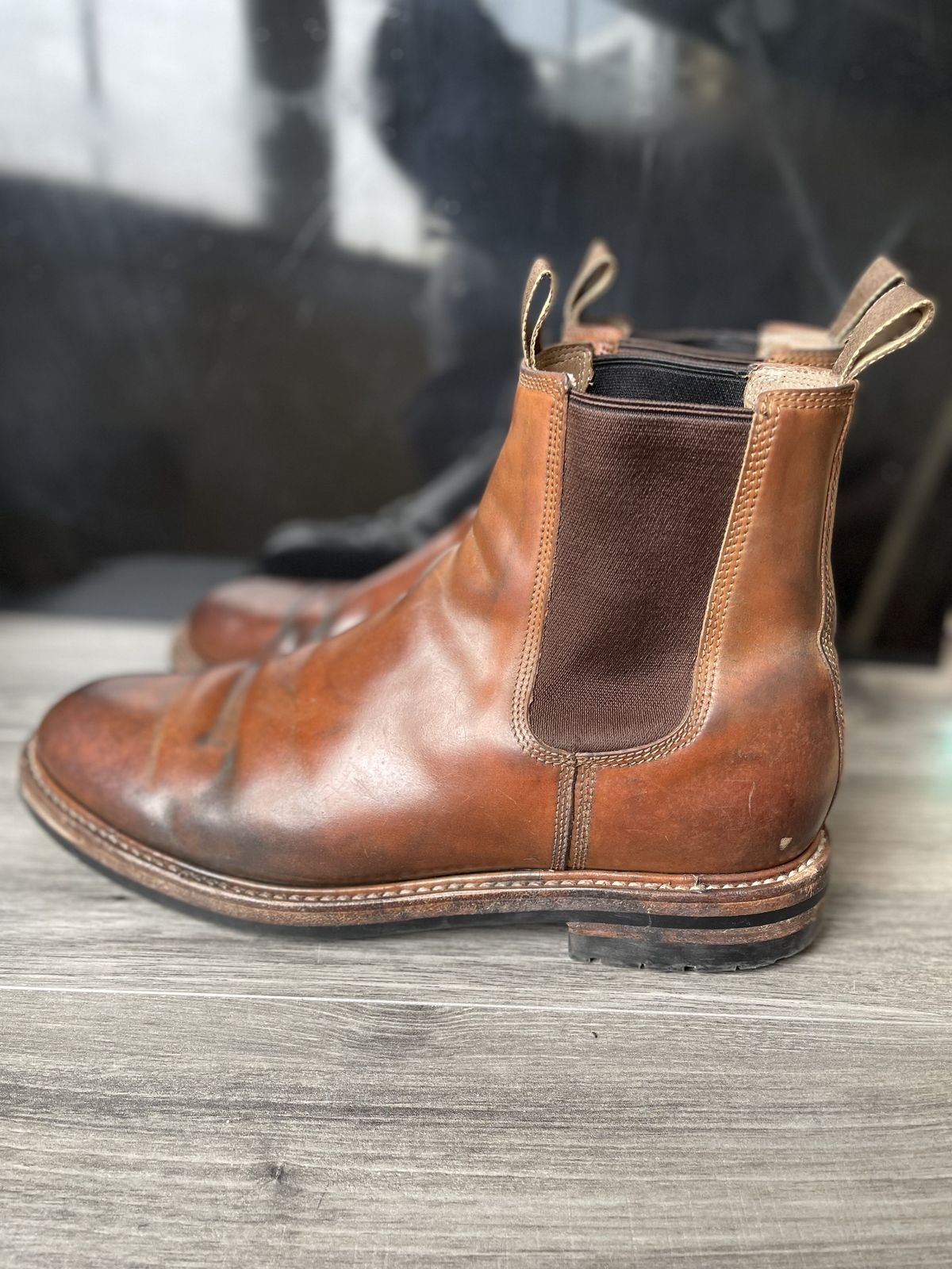 Photo by patinathunderdome on April 5, 2022 of the Taylor Stitch Ranch Boot in Rocado Whisky Shell Cordovan.