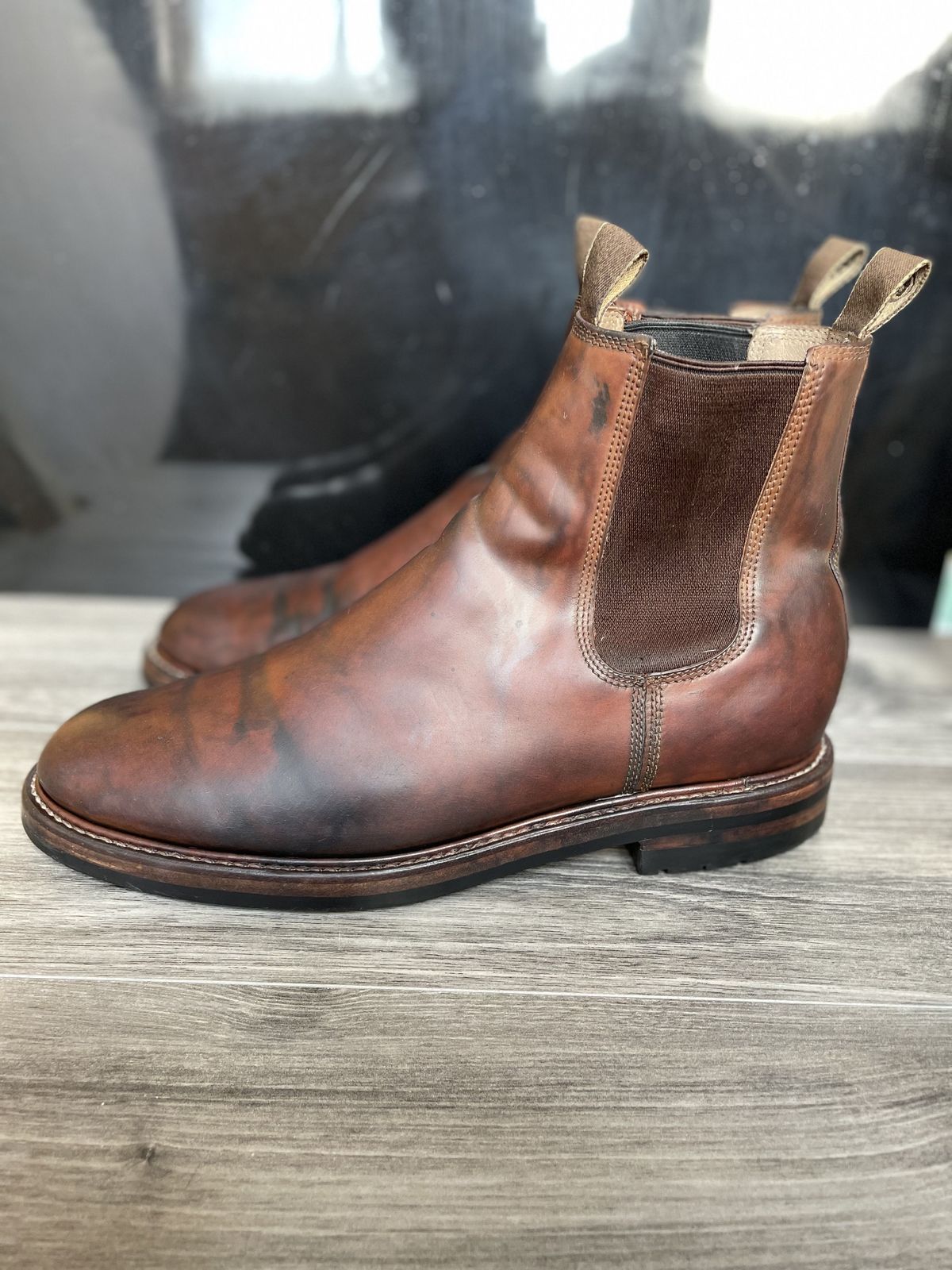 Photo by patinathunderdome on May 6, 2022 of the Taylor Stitch Ranch Boot in Rocado Whisky Shell Cordovan.