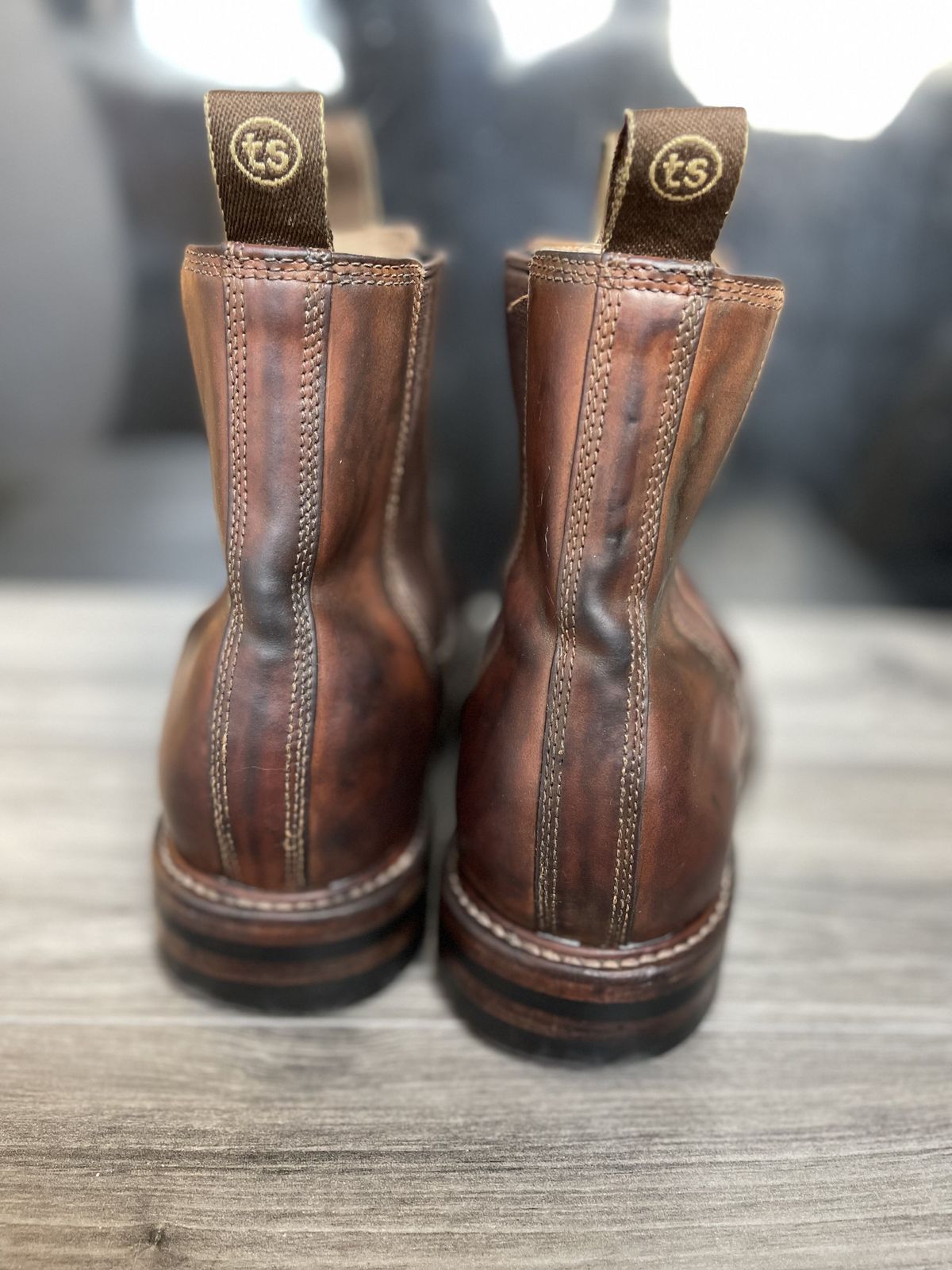 Photo by patinathunderdome on May 6, 2022 of the Taylor Stitch Ranch Boot in Rocado Whisky Shell Cordovan.