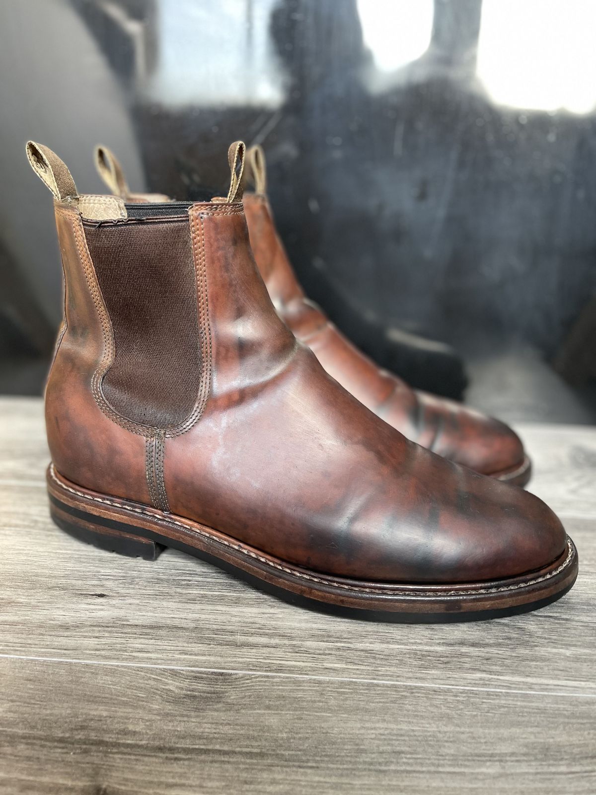 Photo by patinathunderdome on May 6, 2022 of the Taylor Stitch Ranch Boot in Rocado Whisky Shell Cordovan.