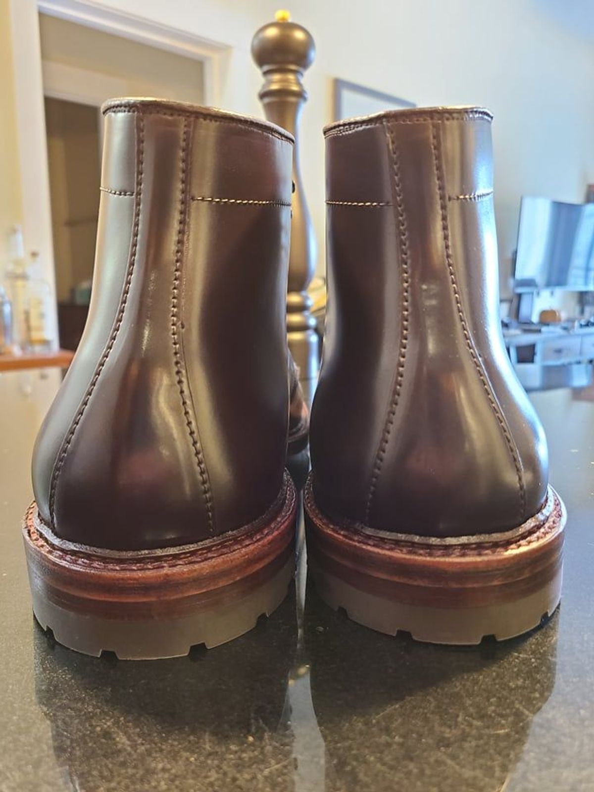Photo by patinathunderdome on September 30, 2021 of the Alden Tanker Boot in Horween Color 8 Shell Cordovan.