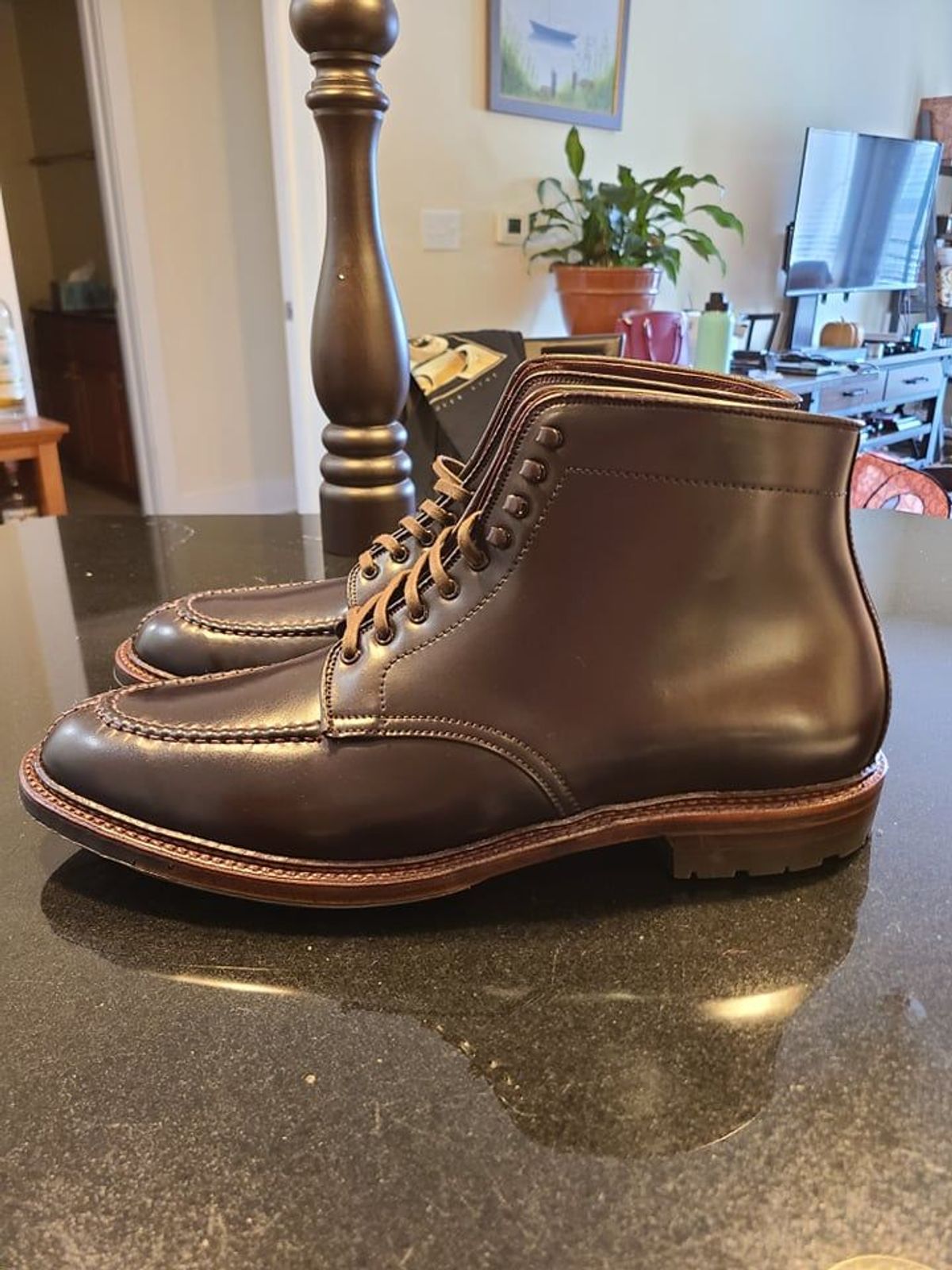 Photo by patinathunderdome on September 30, 2021 of the Alden Tanker Boot in Horween Color 8 Shell Cordovan.