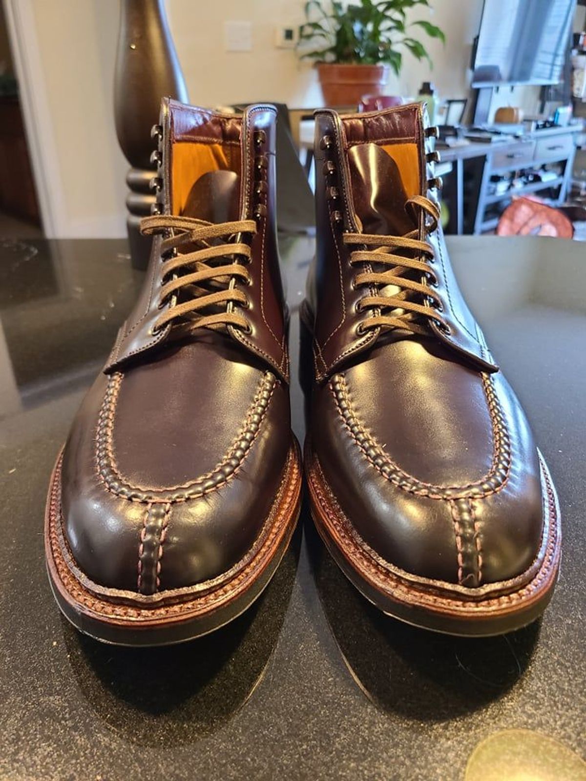 Photo by patinathunderdome on September 30, 2021 of the Alden Tanker Boot in Horween Color 8 Shell Cordovan.