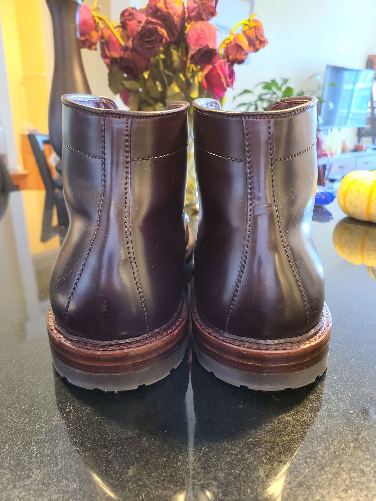 Photo by patinathunderdome on November 3, 2021 of the Alden Tanker Boot in Horween Color 8 Shell Cordovan.