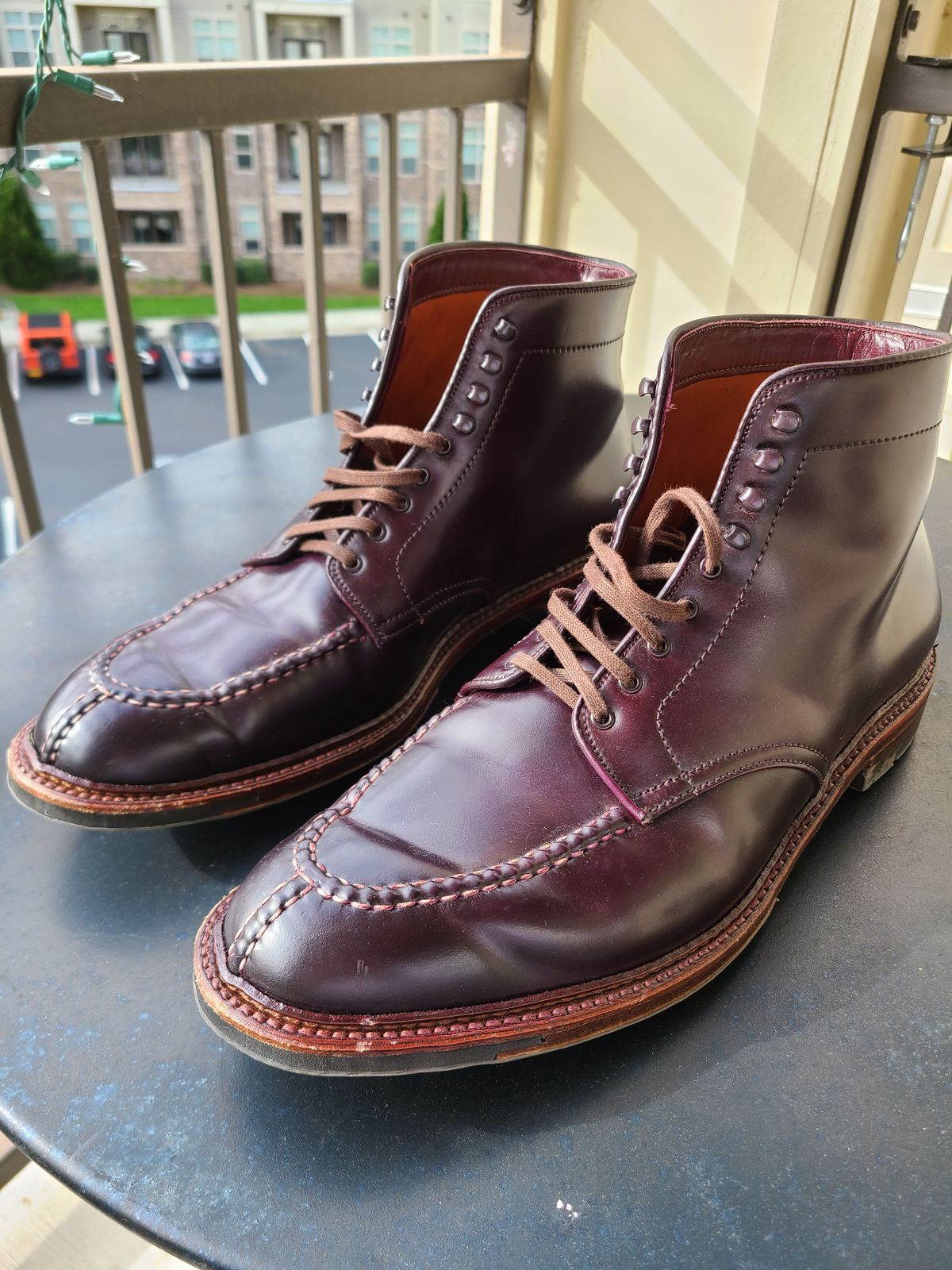Photo by patinathunderdome on November 3, 2021 of the Alden Tanker Boot in Horween Color 8 Shell Cordovan.