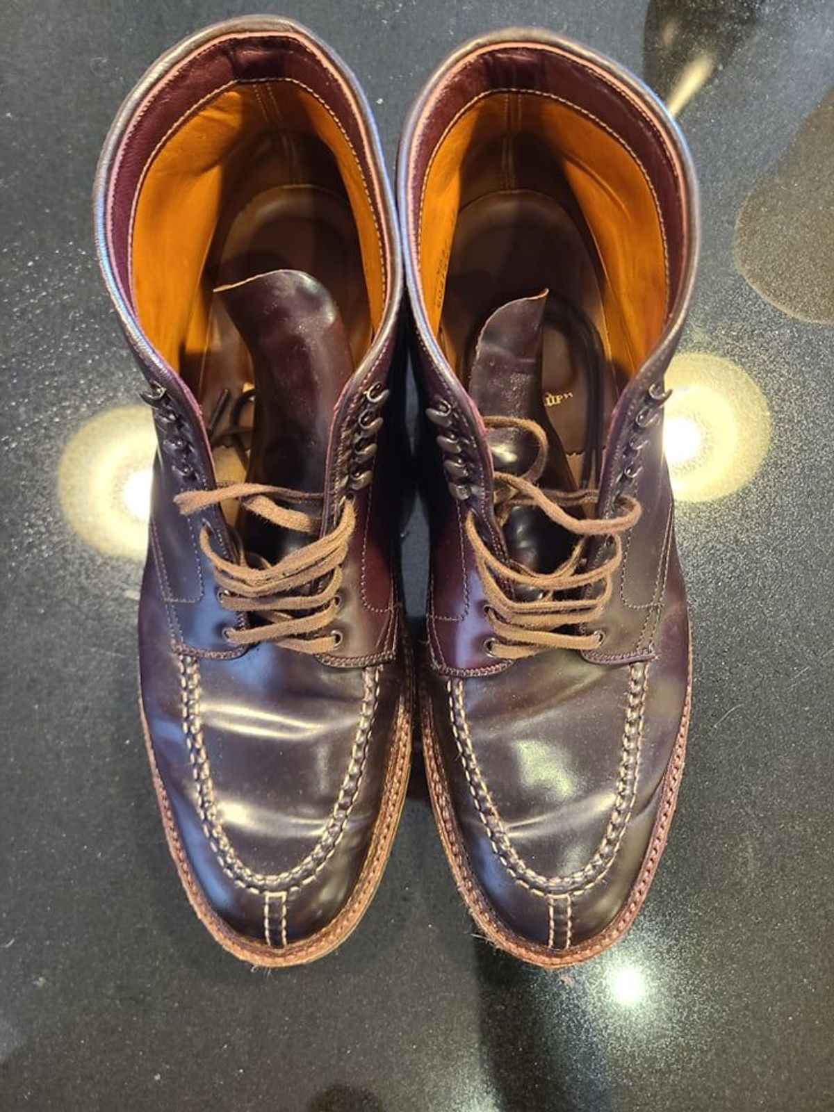 Photo by patinathunderdome on December 2, 2021 of the Alden Tanker Boot in Horween Color 8 Shell Cordovan.
