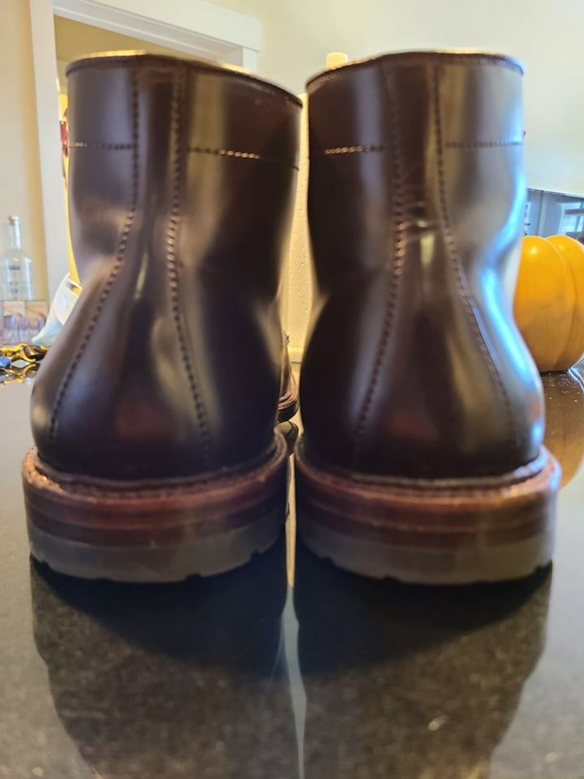 Photo by patinathunderdome on January 4, 2022 of the Alden Tanker Boot in Horween Color 8 Shell Cordovan.