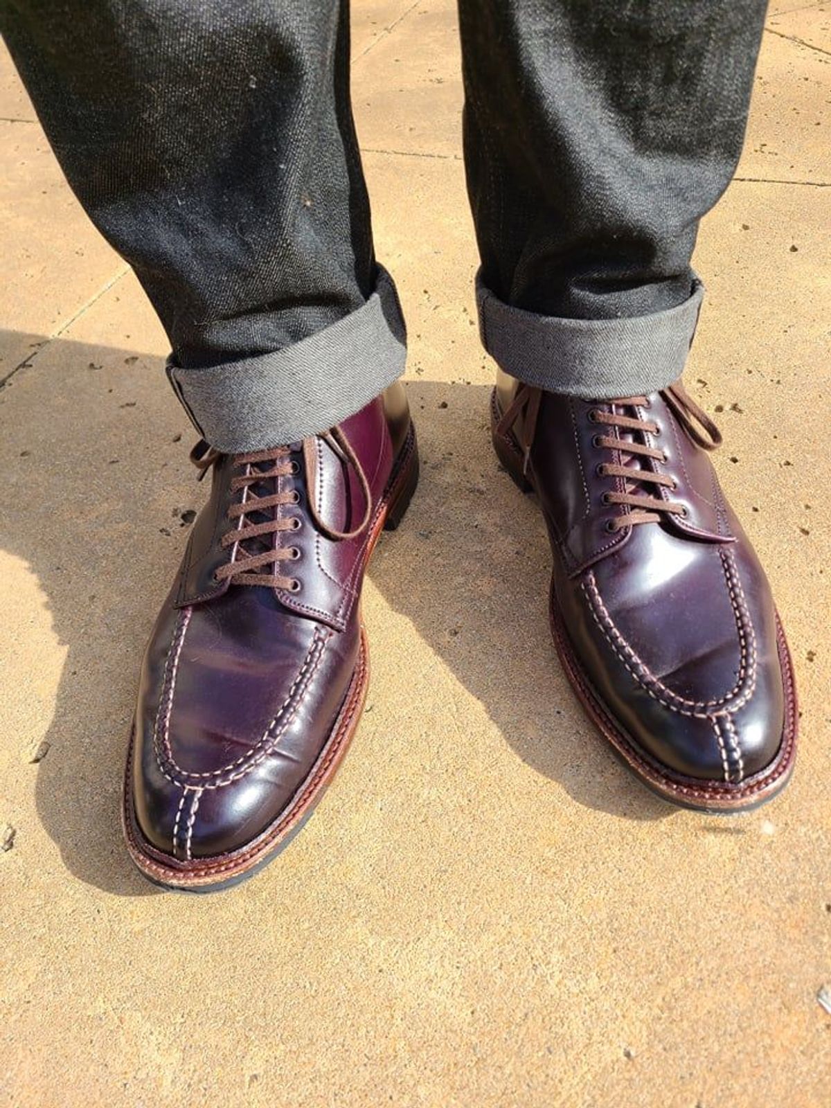Photo by patinathunderdome on January 4, 2022 of the Alden Tanker Boot in Horween Color 8 Shell Cordovan.