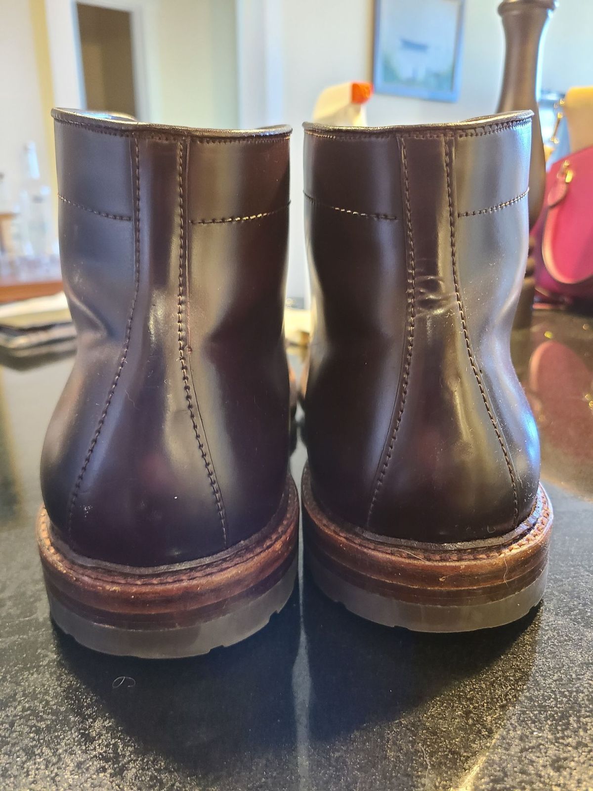 Photo by patinathunderdome on March 4, 2022 of the Alden Tanker Boot in Horween Color 8 Shell Cordovan.