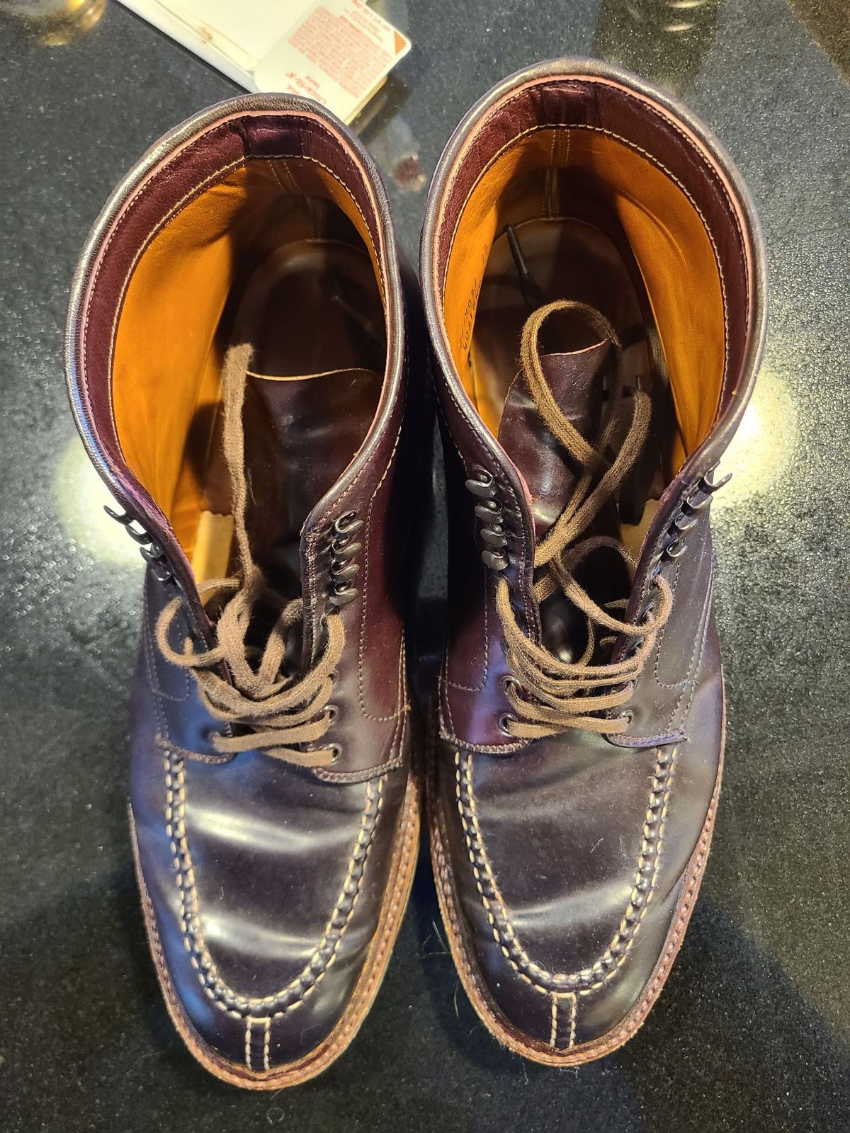 Photo by patinathunderdome on March 4, 2022 of the Alden Tanker Boot in Horween Color 8 Shell Cordovan.