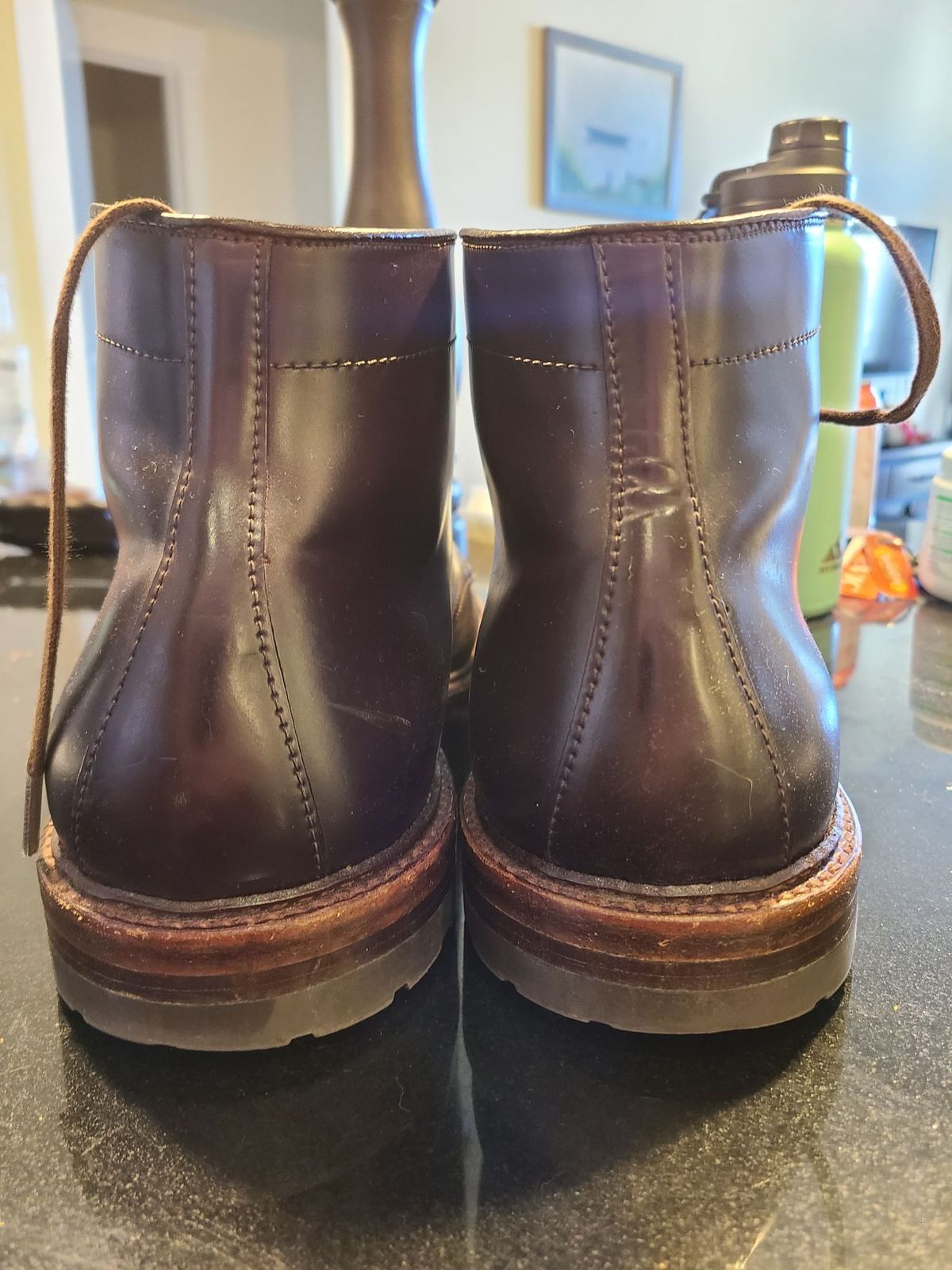 Photo by patinathunderdome on April 5, 2022 of the Alden Tanker Boot in Horween Color 8 Shell Cordovan.