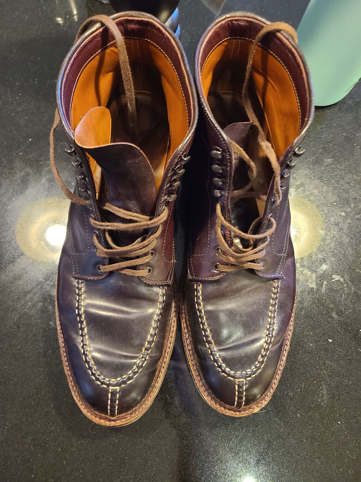 Photo by patinathunderdome on April 5, 2022 of the Alden Tanker Boot in Horween Color 8 Shell Cordovan.