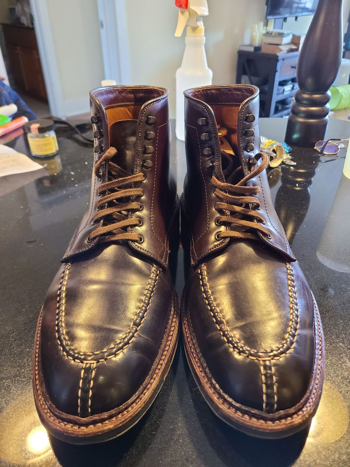 Photo by patinathunderdome on May 5, 2022 of the Alden Tanker Boot in Horween Color 8 Shell Cordovan.