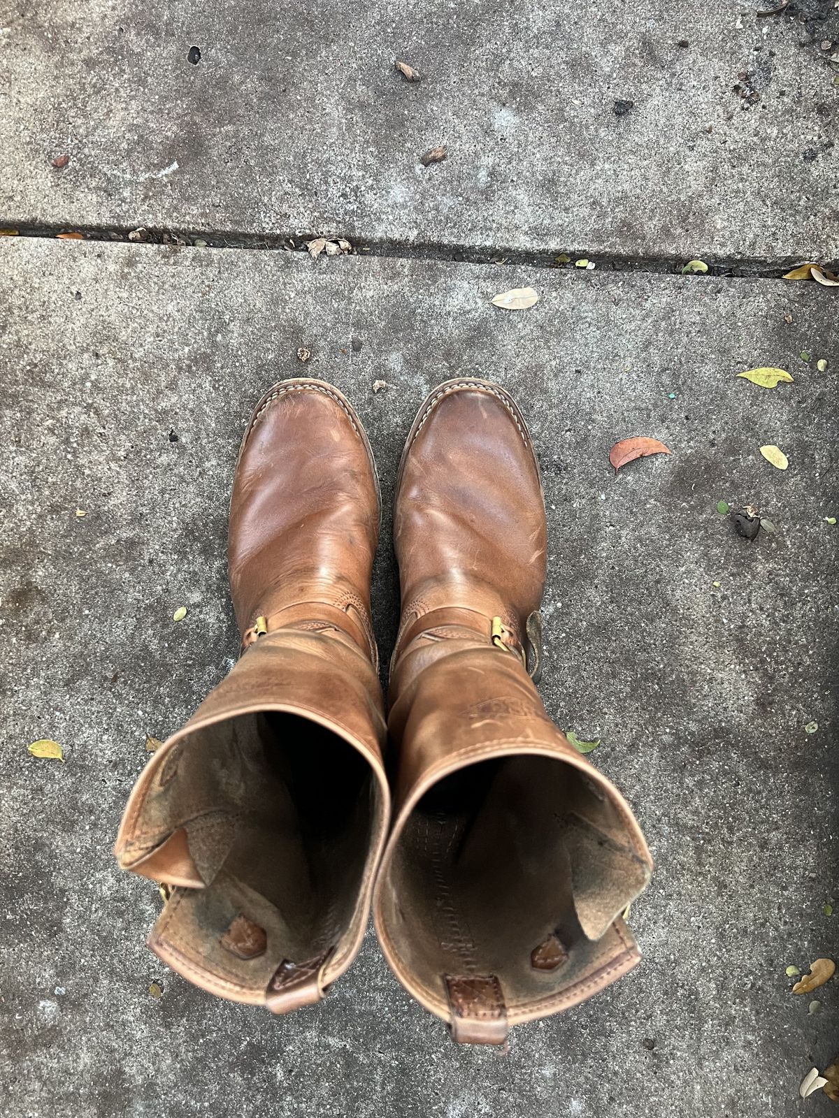 Photo by patinathunderdome on January 2, 2022 of the Wesco Mister Lou in Horween Natural Chromexcel.