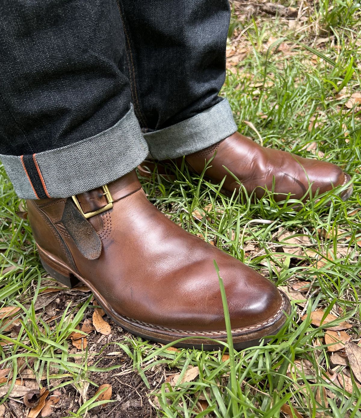 Photo by patinathunderdome on May 1, 2022 of the Wesco Mister Lou in Horween Natural Chromexcel.