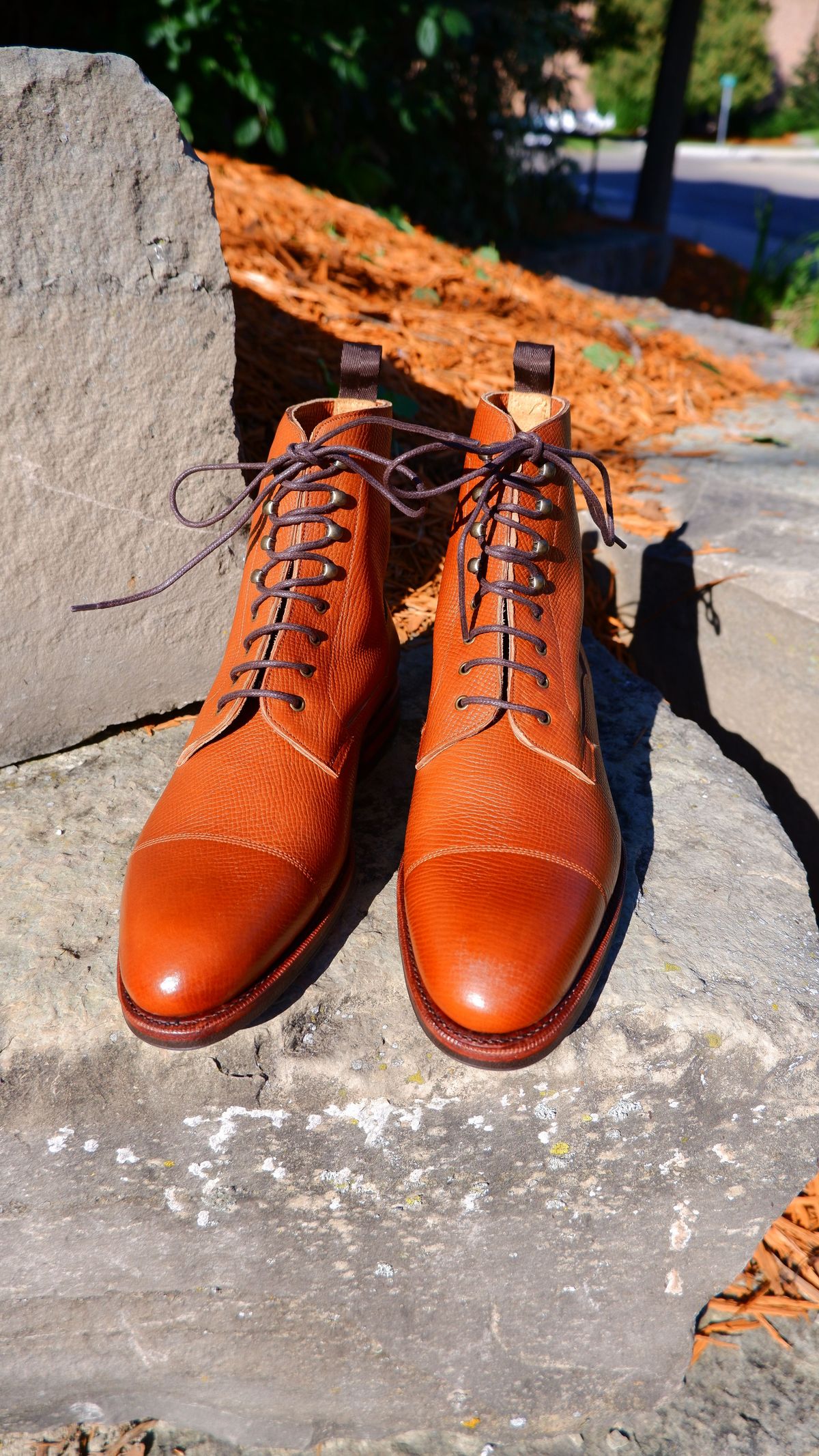 Photo by patinathunderdome on October 1, 2021 of the Meermin Derby Boot in Tanneries Haas Cognac Utah.