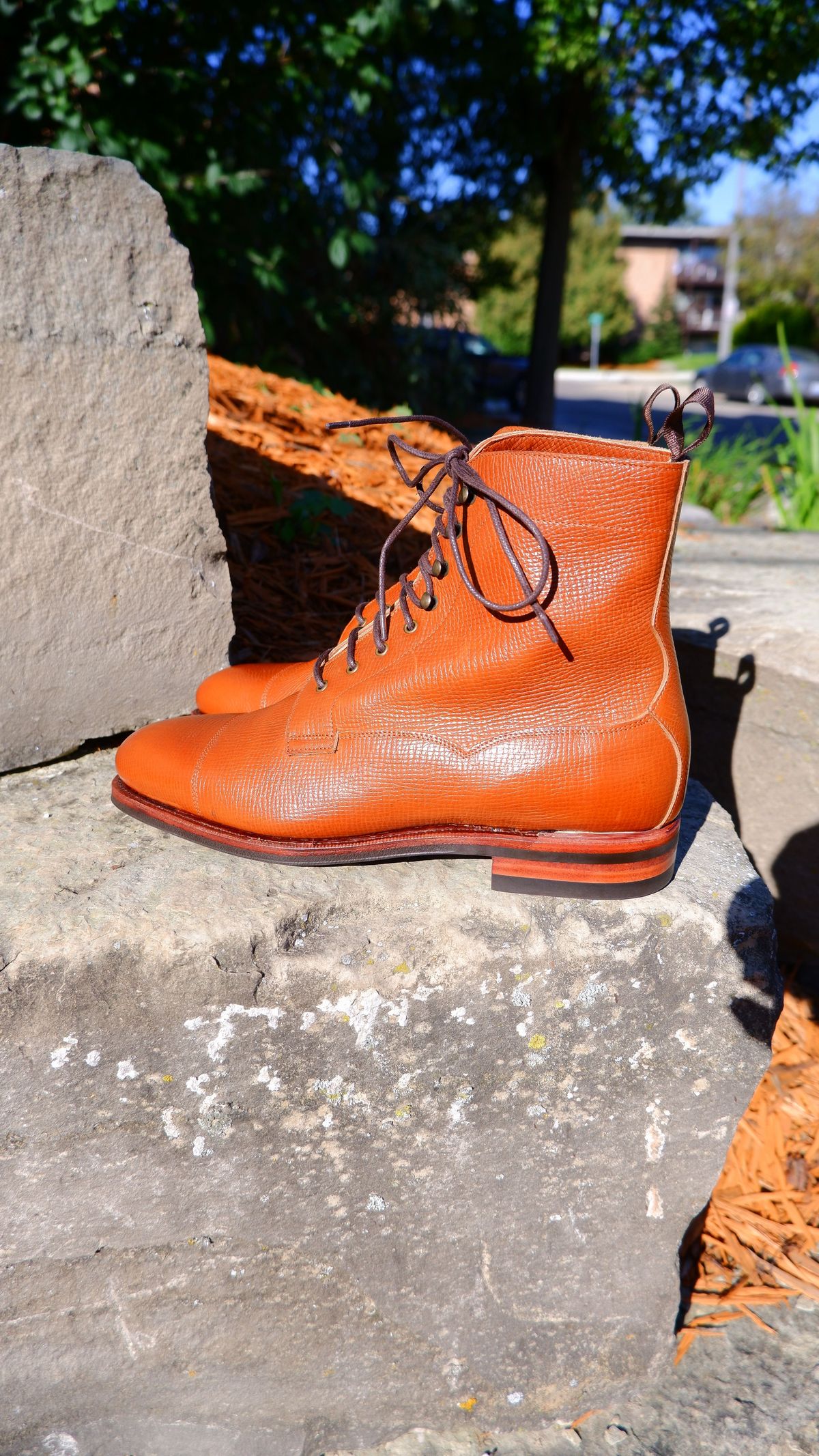 Photo by patinathunderdome on October 1, 2021 of the Meermin Derby Boot in Tanneries Haas Cognac Utah.