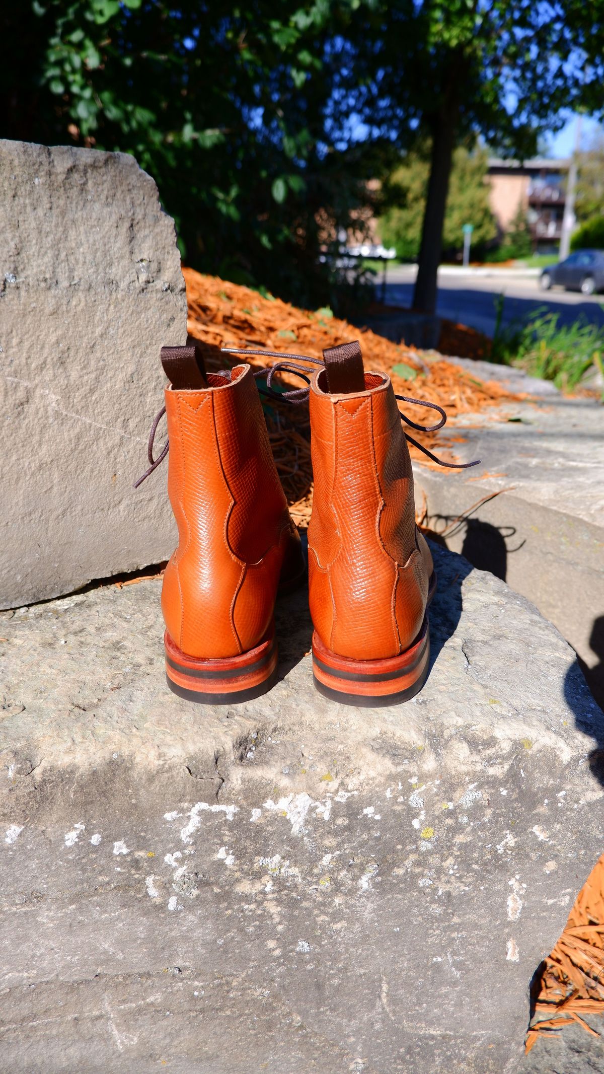 Photo by patinathunderdome on October 1, 2021 of the Meermin Derby Boot in Tanneries Haas Cognac Utah.