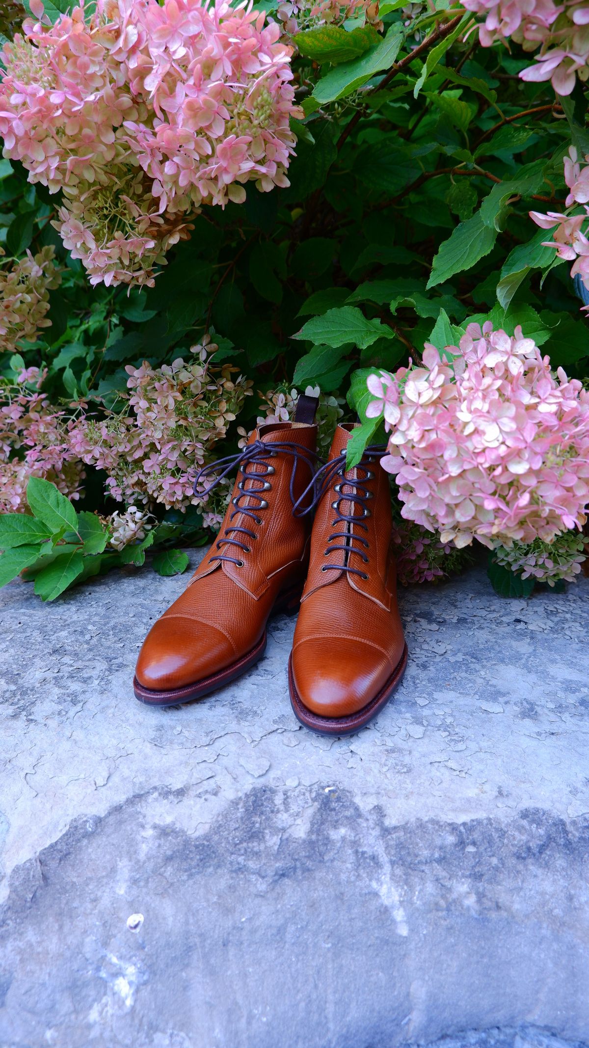 Photo by patinathunderdome on October 1, 2021 of the Meermin Derby Boot in Tanneries Haas Cognac Utah.