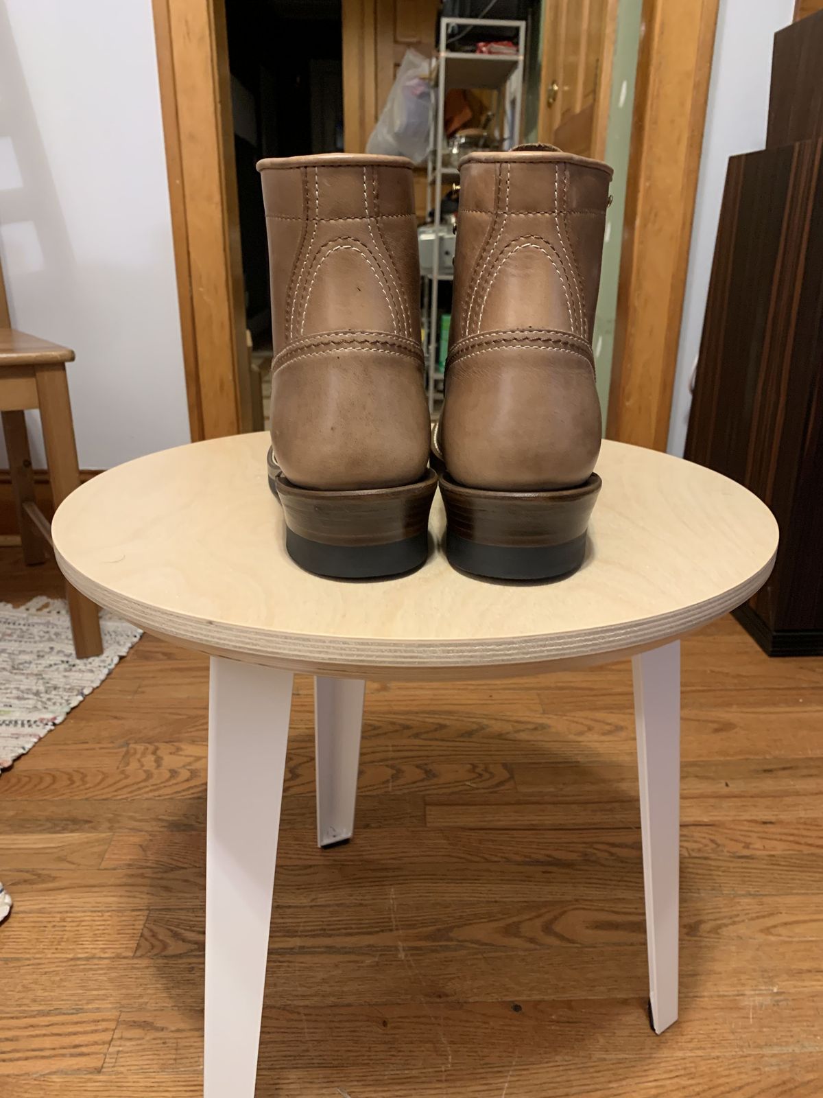 Photo by patinathunderdome on September 30, 2021 of the John Lofgren Donkey Puncher Boots in Horween Natural Bison.