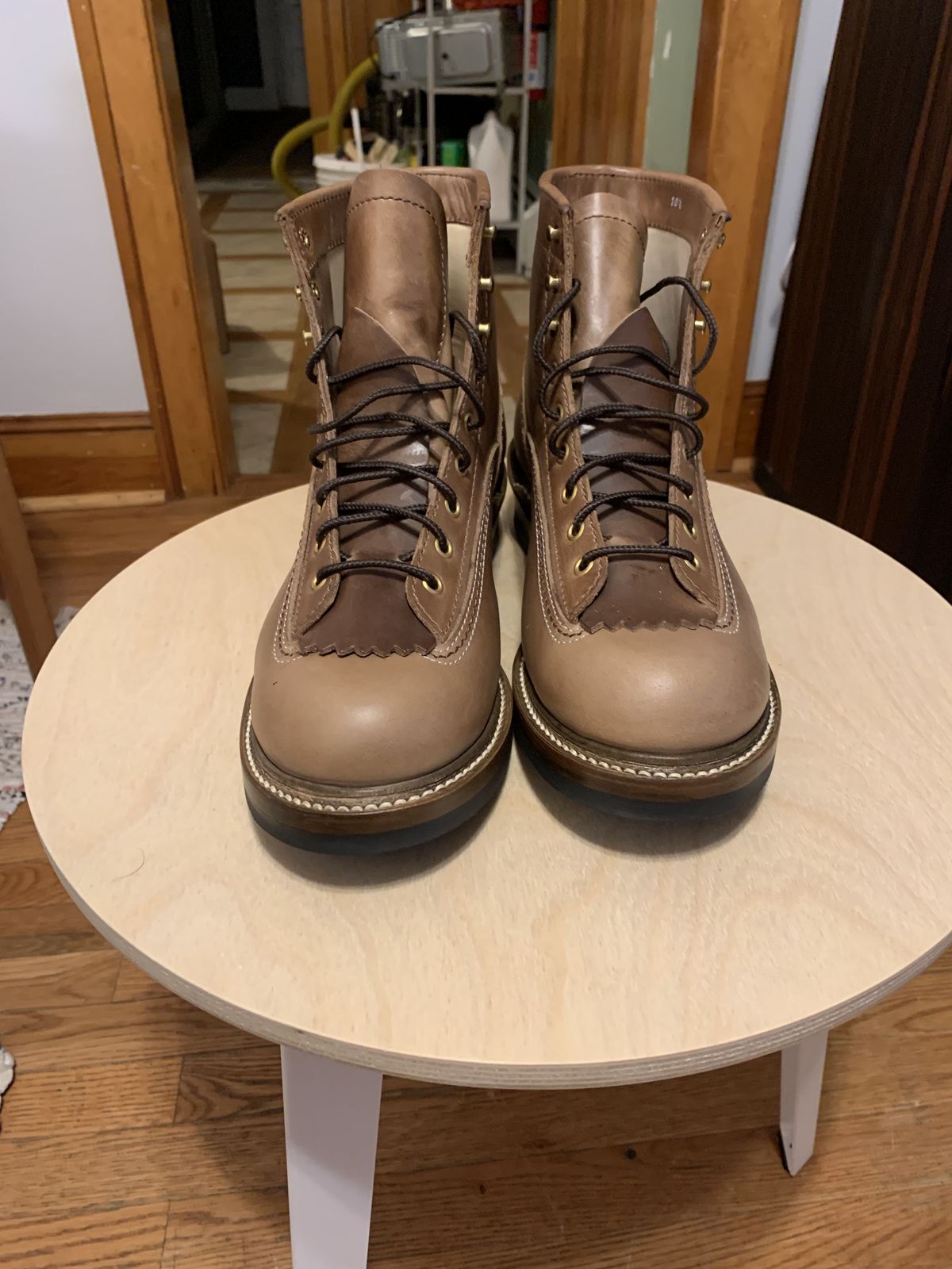 Photo by patinathunderdome on September 30, 2021 of the John Lofgren Donkey Puncher Boots in Horween Natural Bison.
