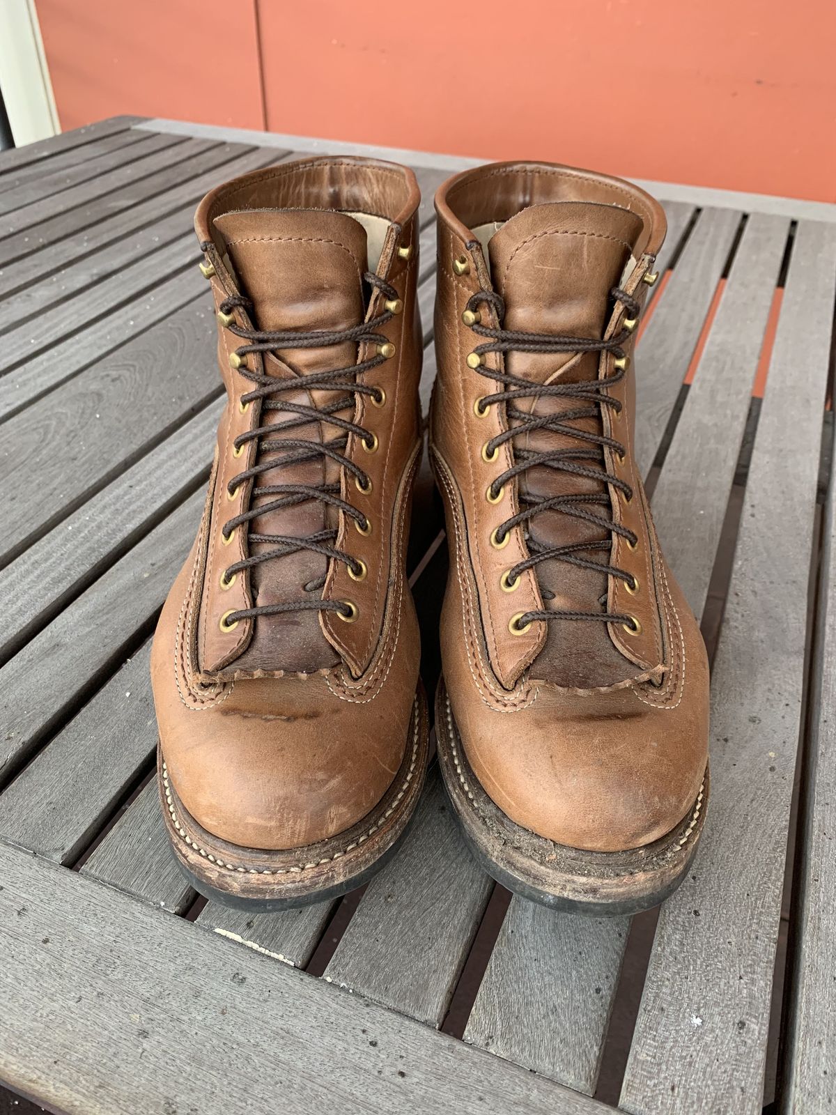 Photo by patinathunderdome on December 3, 2021 of the John Lofgren Donkey Puncher Boots in Horween Natural Bison.