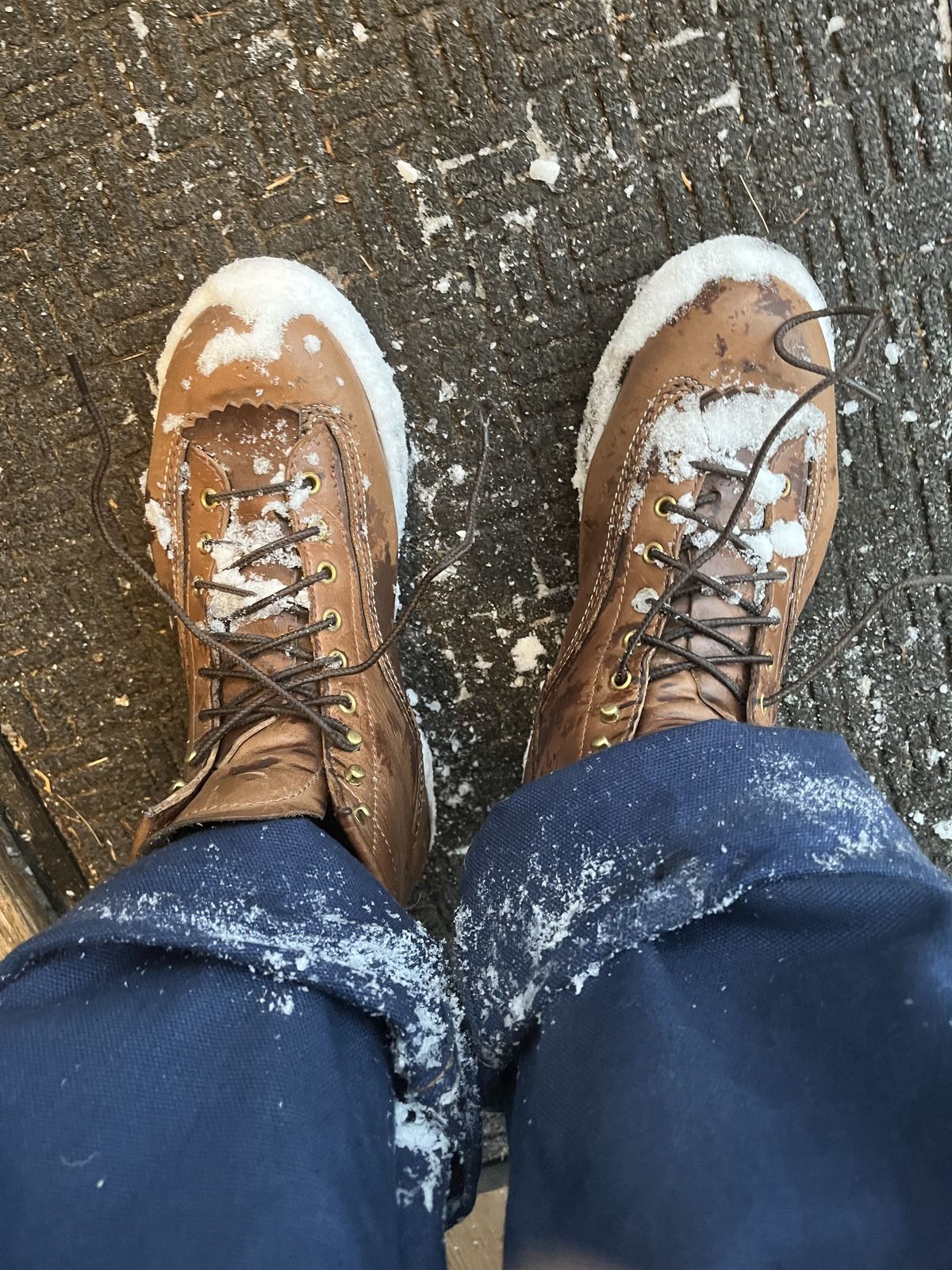 Photo by patinathunderdome on January 4, 2022 of the John Lofgren Donkey Puncher Boots in Horween Natural Bison.