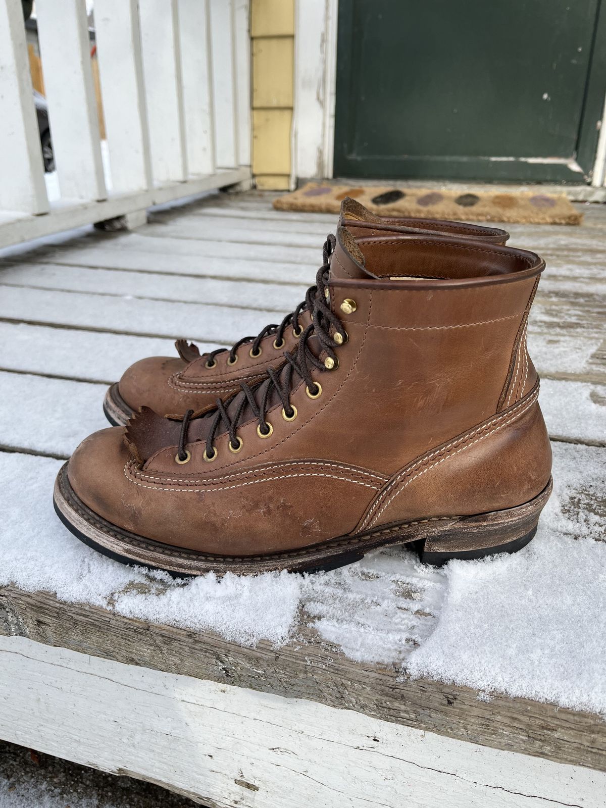 Photo by patinathunderdome on March 4, 2022 of the John Lofgren Donkey Puncher Boots in Horween Natural Bison.