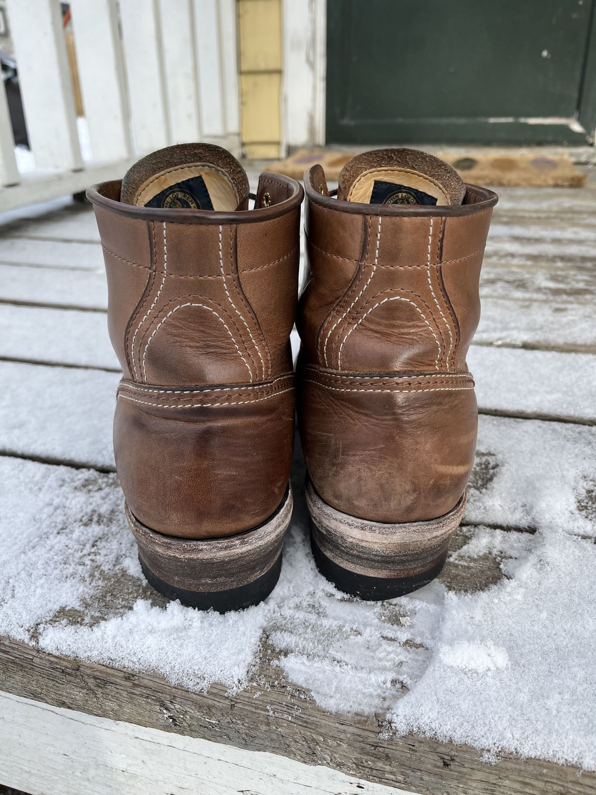 Photo by patinathunderdome on March 4, 2022 of the John Lofgren Donkey Puncher Boots in Horween Natural Bison.