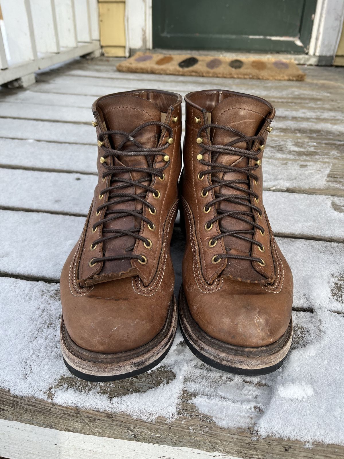 Photo by patinathunderdome on March 4, 2022 of the John Lofgren Donkey Puncher Boots in Horween Natural Bison.