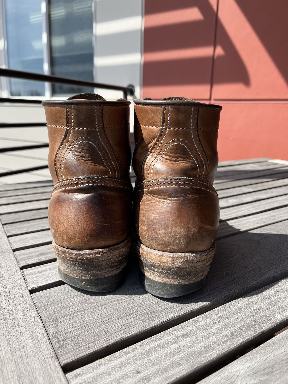 Photo by patinathunderdome on April 6, 2022 of the John Lofgren Donkey Puncher Boots in Horween Natural Bison.