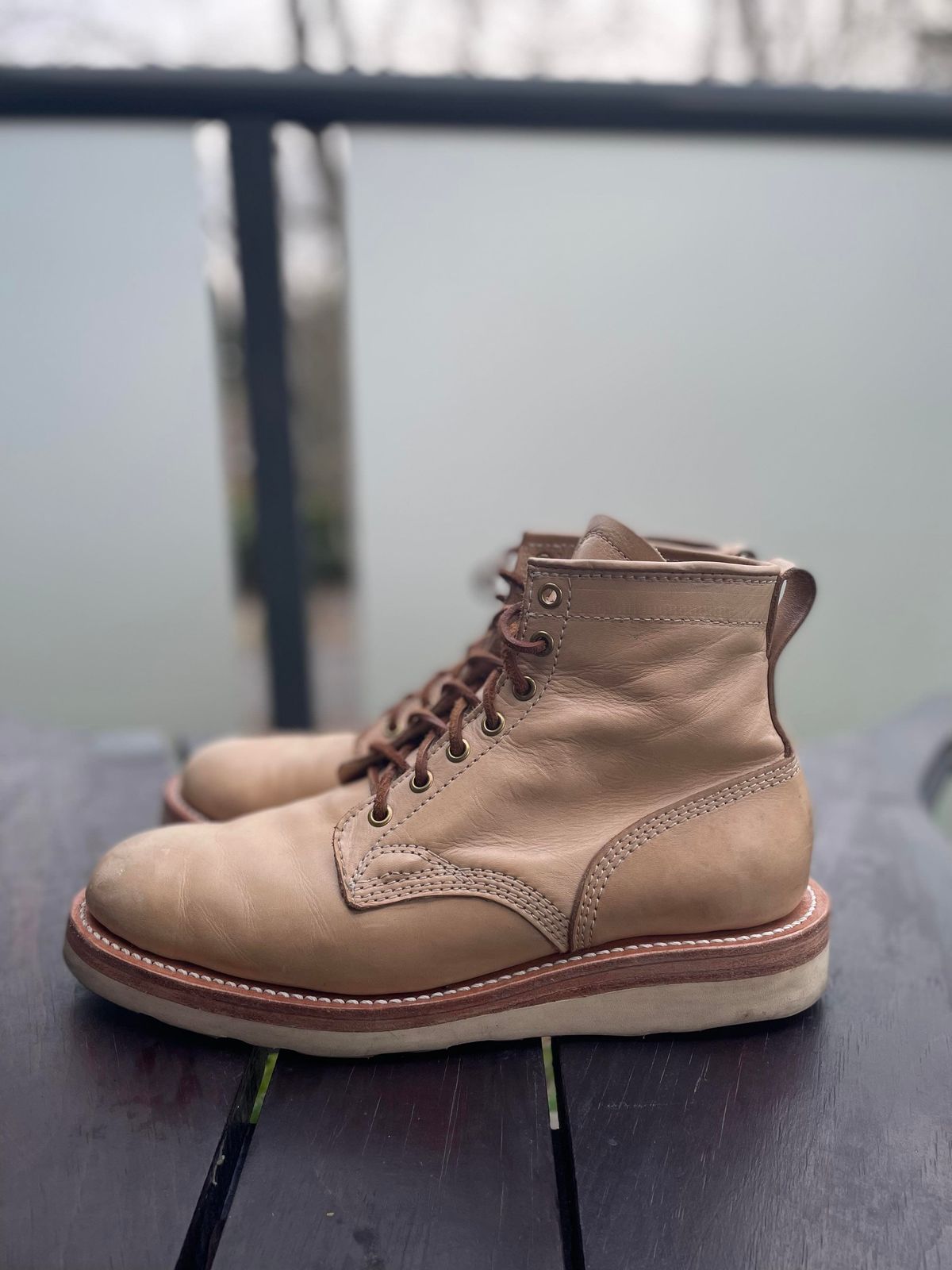 Photo by patinathunderdome on December 5, 2021 of the Self-Made Service Boot in Unknown Natural Veg Tan.