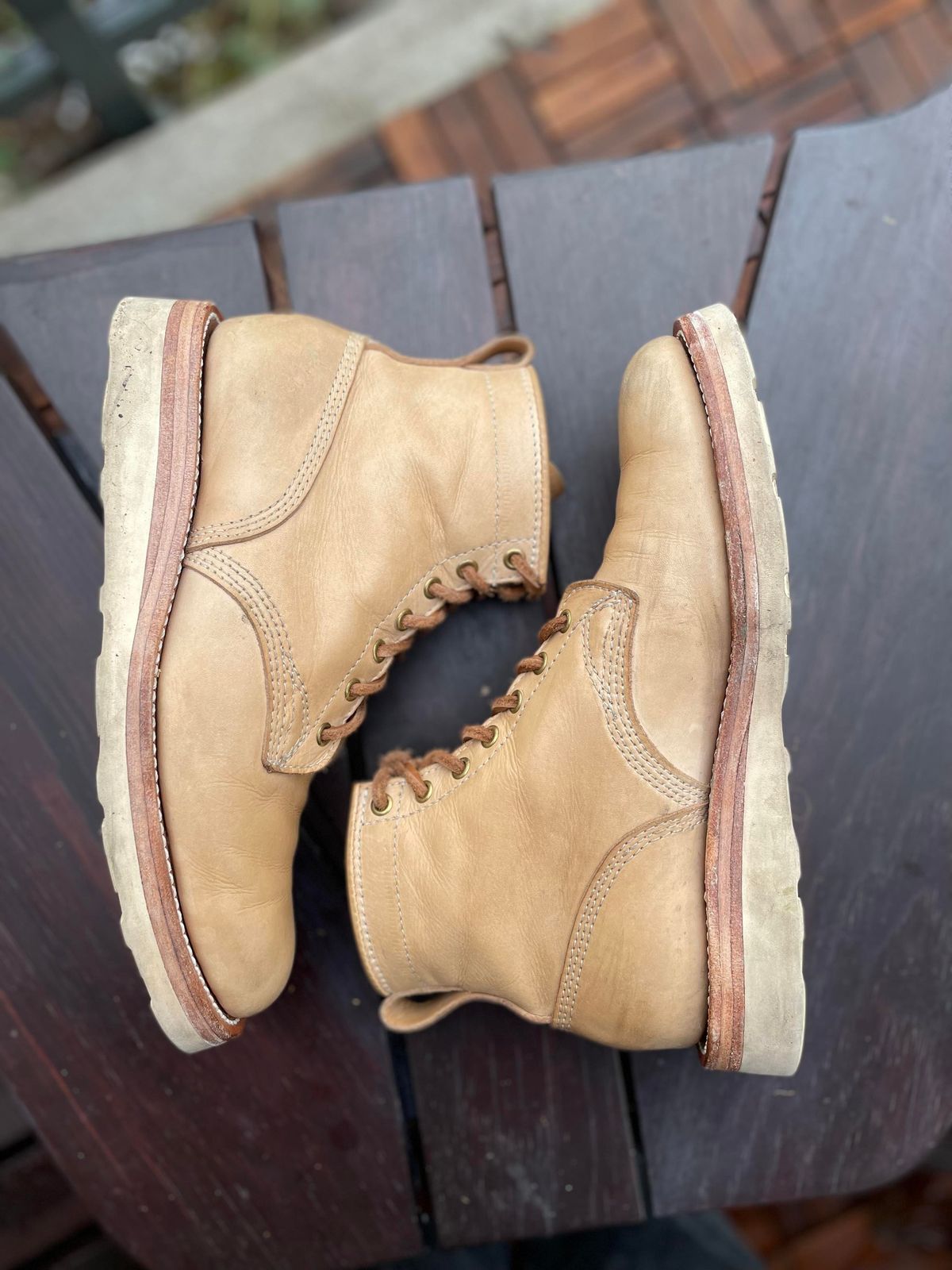 Photo by patinathunderdome on January 3, 2022 of the Self-Made Service Boot in Unknown Natural Veg Tan.