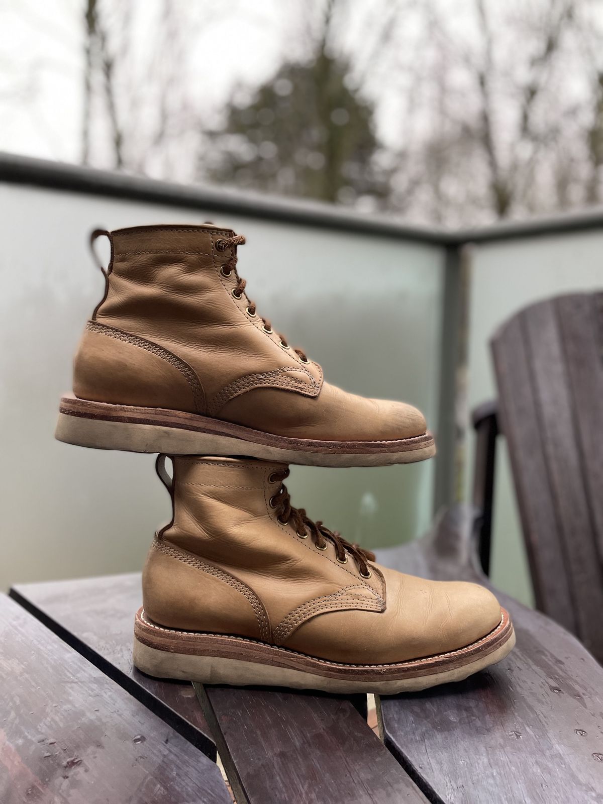 Photo by patinathunderdome on February 4, 2022 of the Self-Made Service Boot in Unknown Natural Veg Tan.