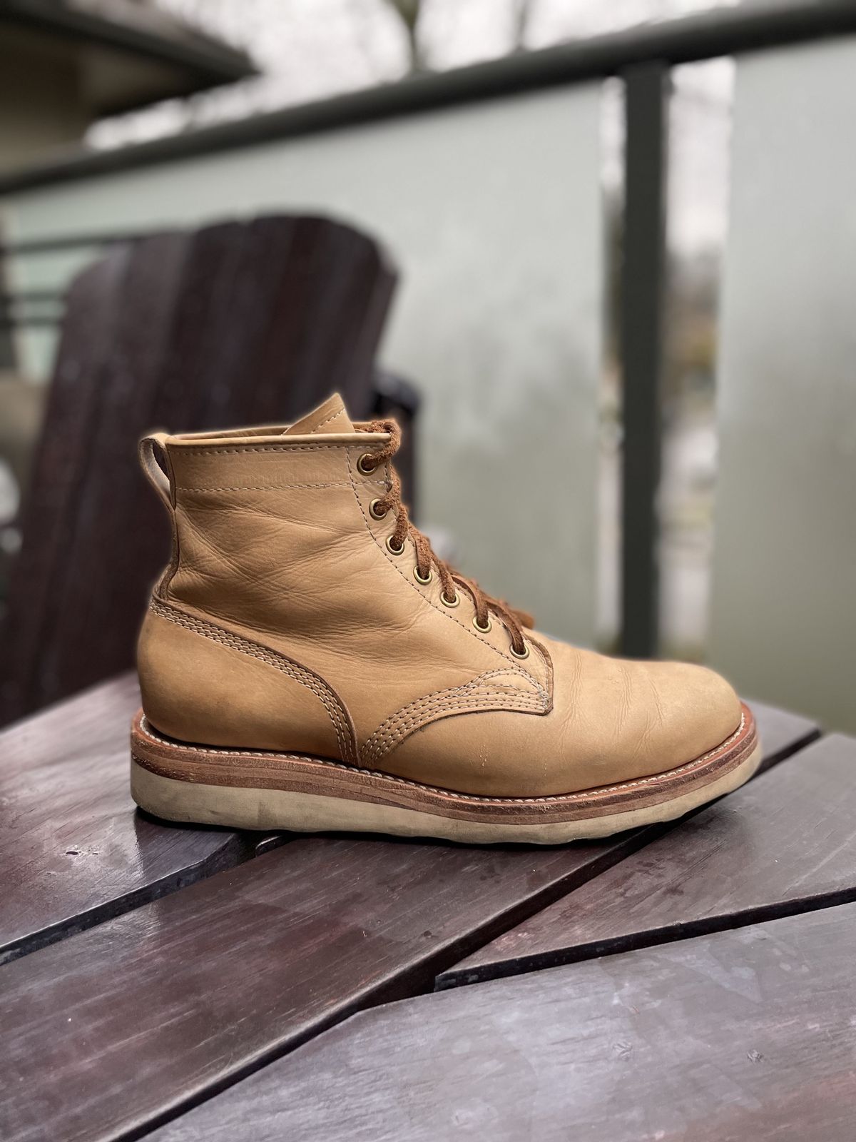 Photo by patinathunderdome on February 4, 2022 of the Self-Made Service Boot in Unknown Natural Veg Tan.