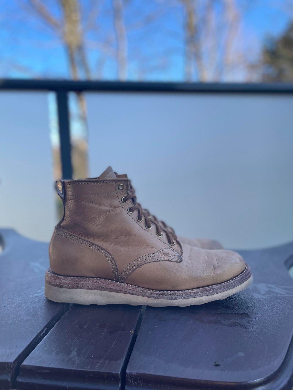 Photo by patinathunderdome on March 6, 2022 of the Self-Made Service Boot in Unknown Natural Veg Tan.