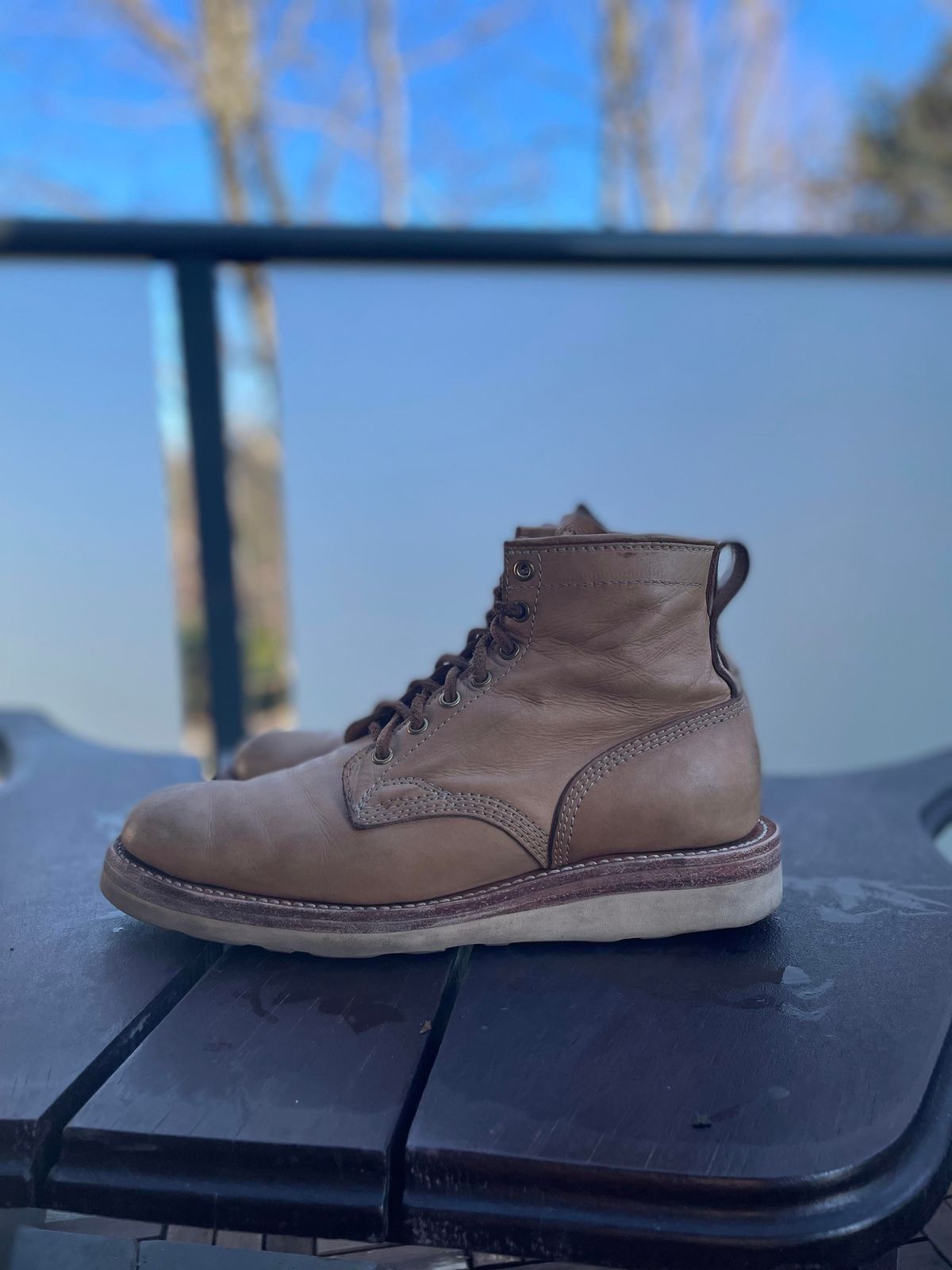 Photo by patinathunderdome on March 6, 2022 of the Self-Made Service Boot in Unknown Natural Veg Tan.