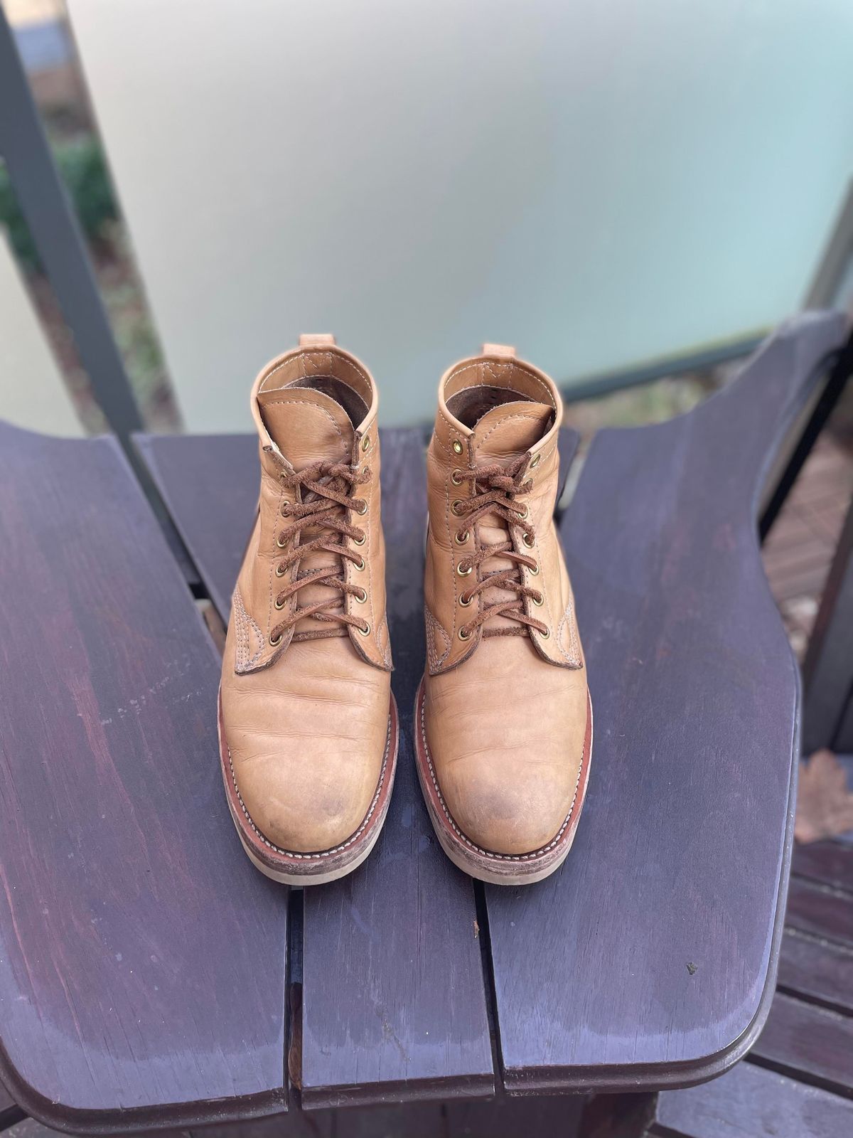 Photo by patinathunderdome on March 6, 2022 of the Self-Made Service Boot in Unknown Natural Veg Tan.