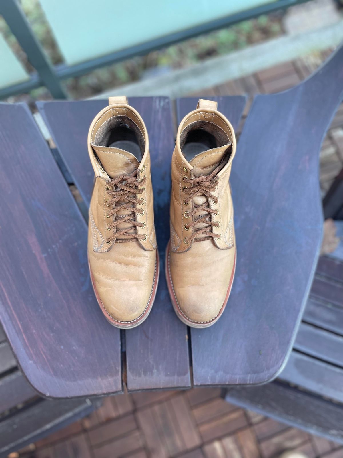 Photo by patinathunderdome on March 6, 2022 of the Self-Made Service Boot in Unknown Natural Veg Tan.