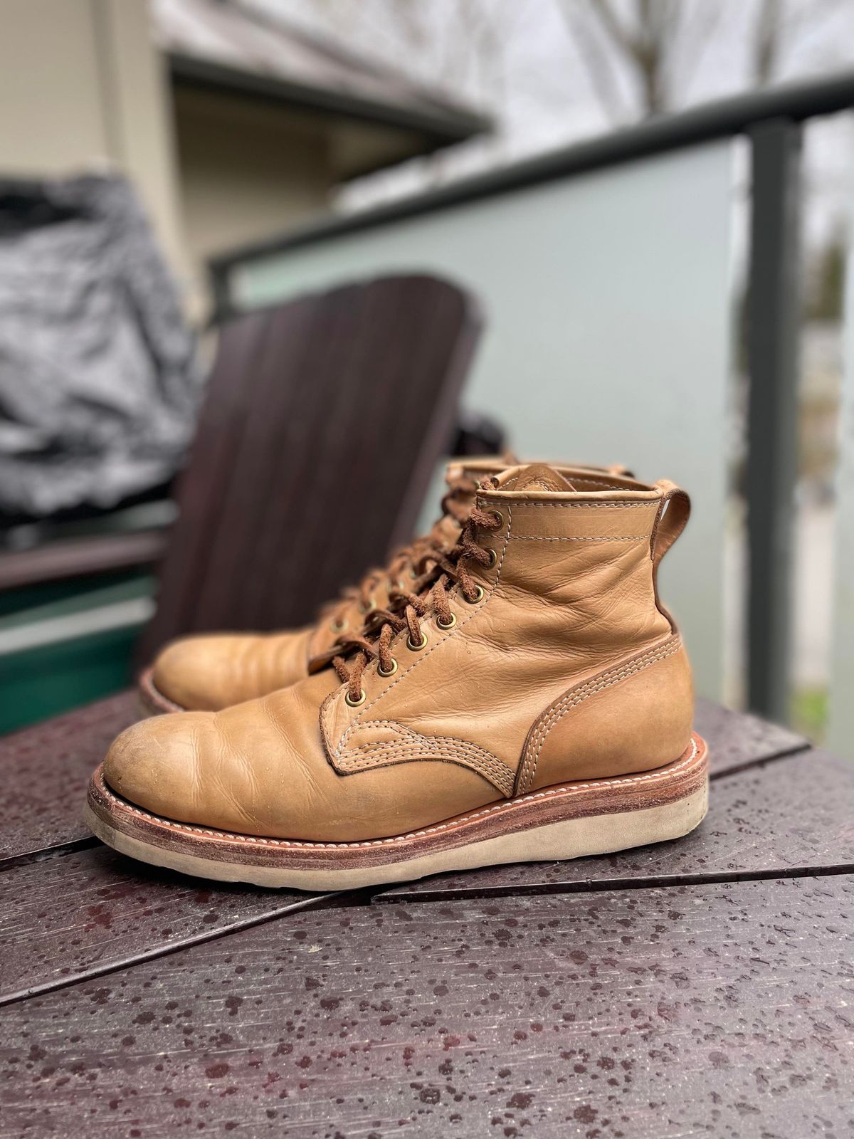 Photo by patinathunderdome on April 4, 2022 of the Self-Made Service Boot in Unknown Natural Veg Tan.