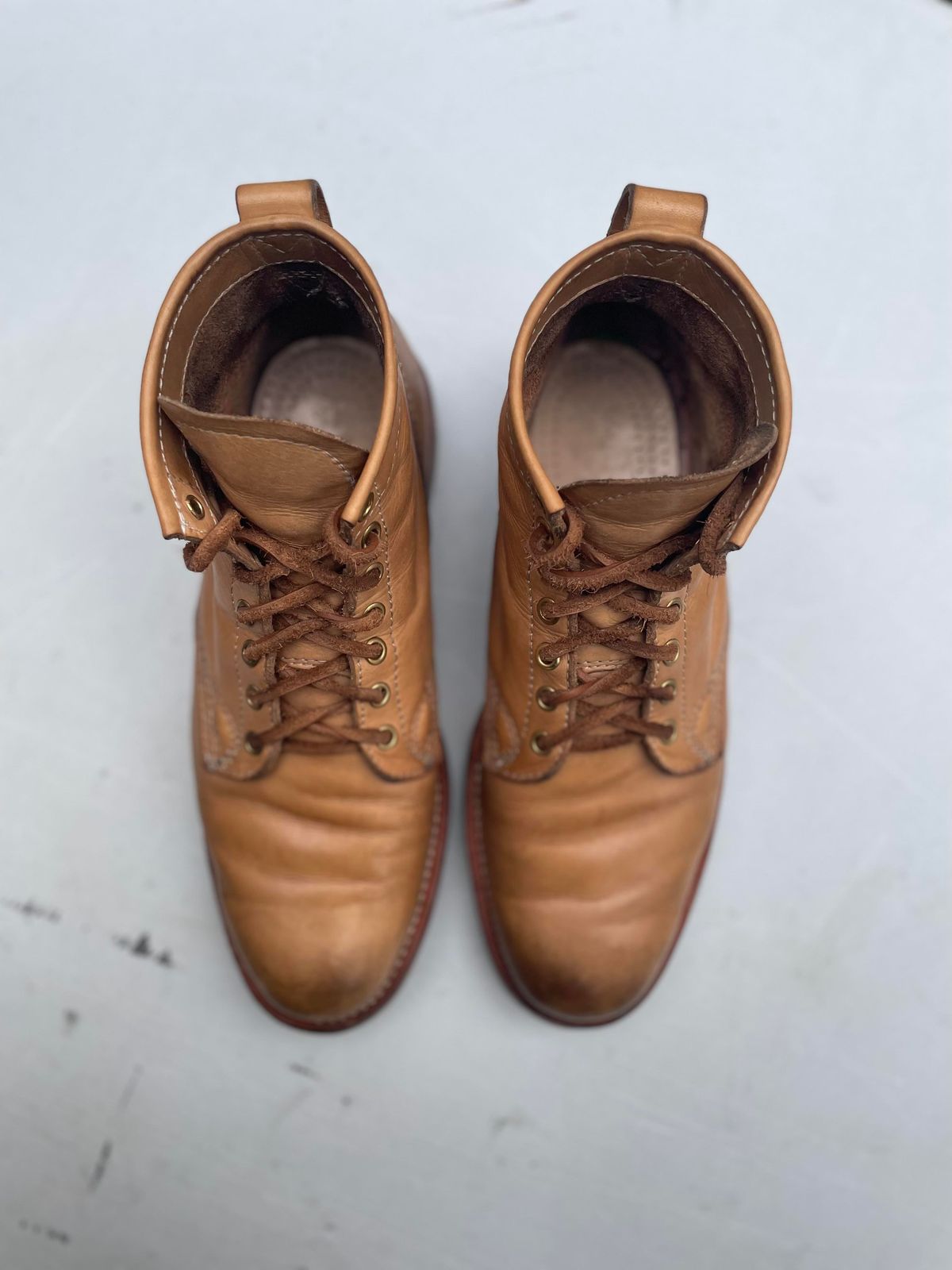 Photo by patinathunderdome on May 6, 2022 of the Self-Made Service Boot in Unknown Natural Veg Tan.