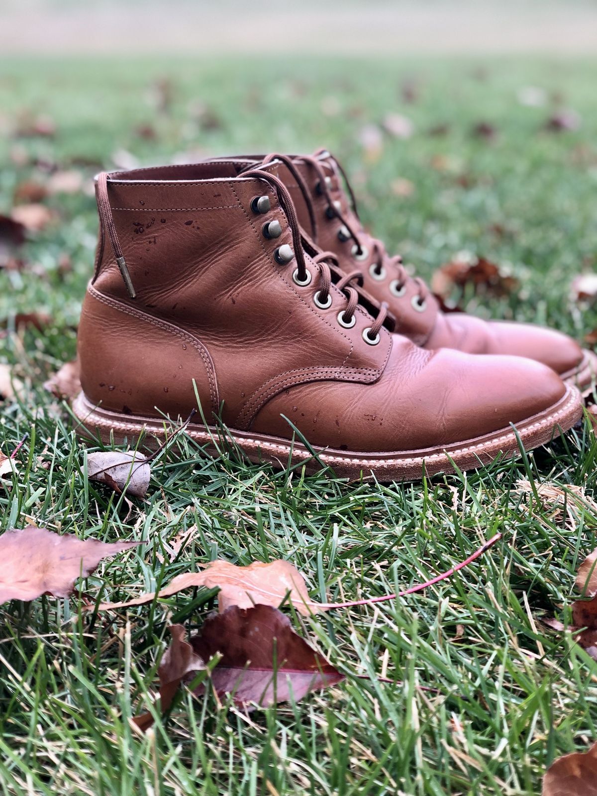 Photo by patinathunderdome on December 1, 2021 of the Grant Stone Diesel Boot in Badalassi Carlo Saddle Tan Minerva.