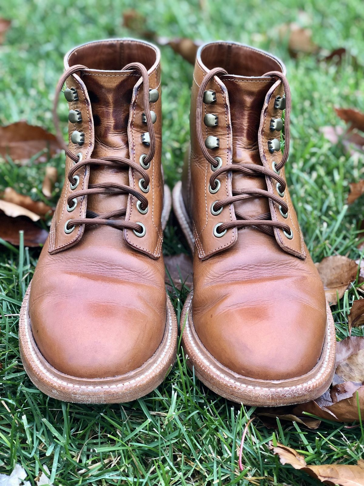 Photo by patinathunderdome on December 1, 2021 of the Grant Stone Diesel Boot in Badalassi Carlo Saddle Tan Minerva.