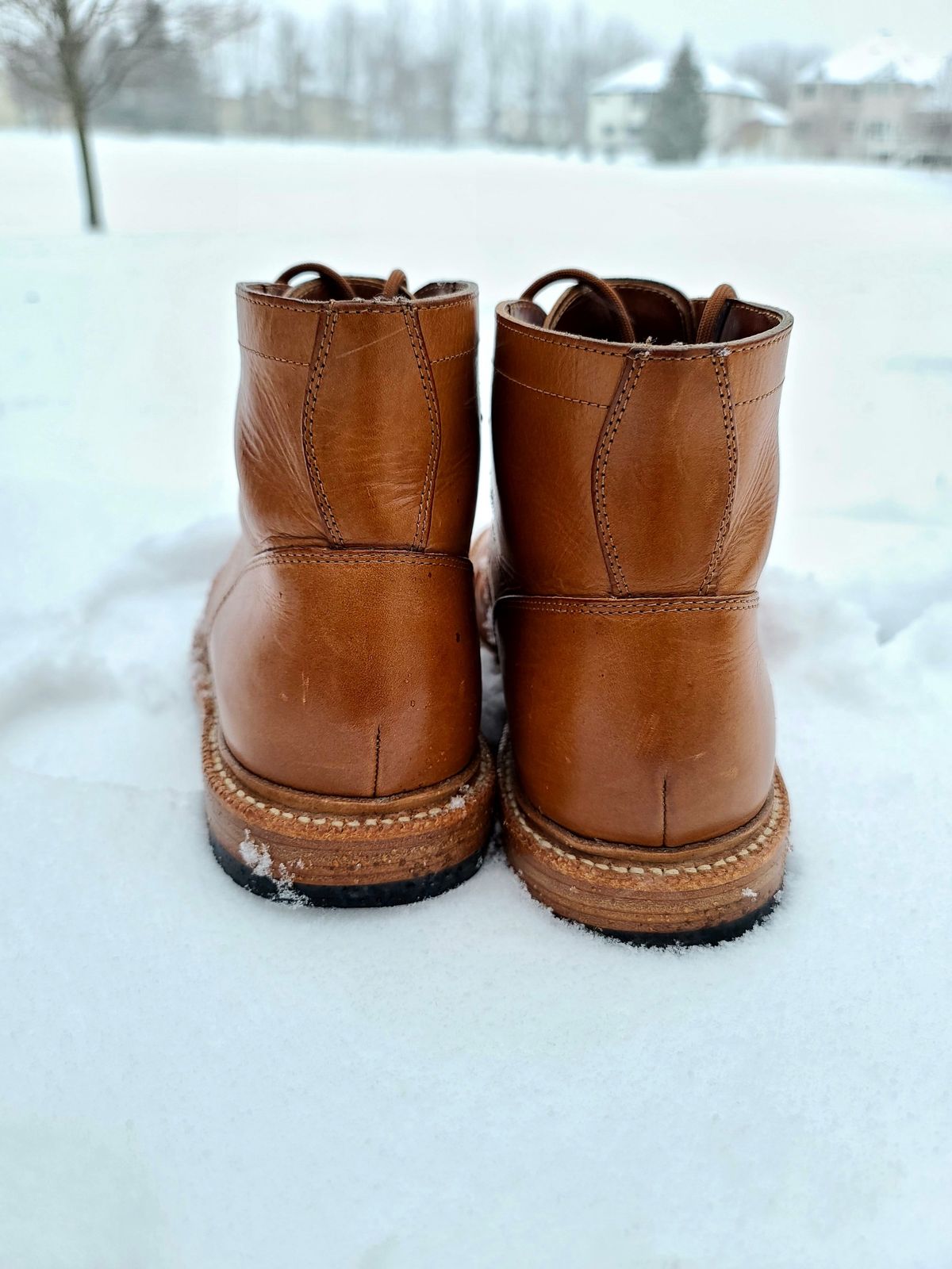 Photo by patinathunderdome on January 1, 2022 of the Grant Stone Diesel Boot in Badalassi Carlo Saddle Tan Minerva.