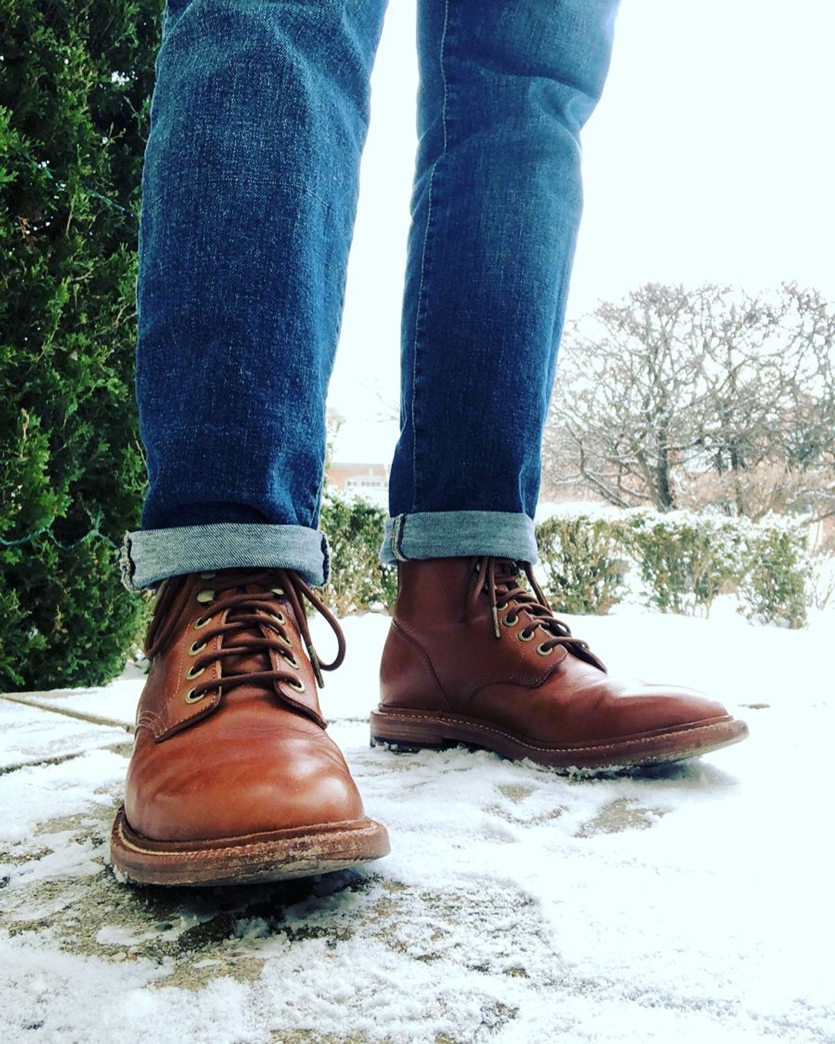 Photo by patinathunderdome on February 1, 2022 of the Grant Stone Diesel Boot in Badalassi Carlo Saddle Tan Minerva.