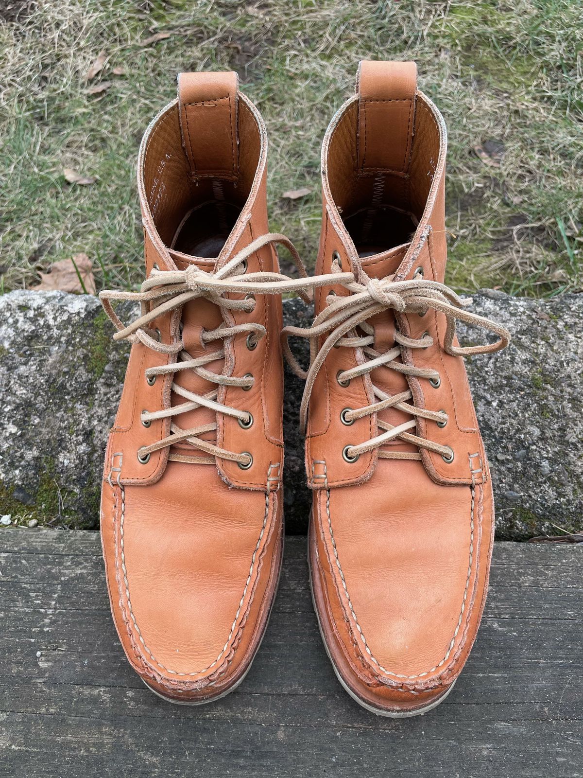 Photo by patinathunderdome on December 2, 2021 of the Rancourt & Co. Harrison Boot Redux in Horween Natural Essex.