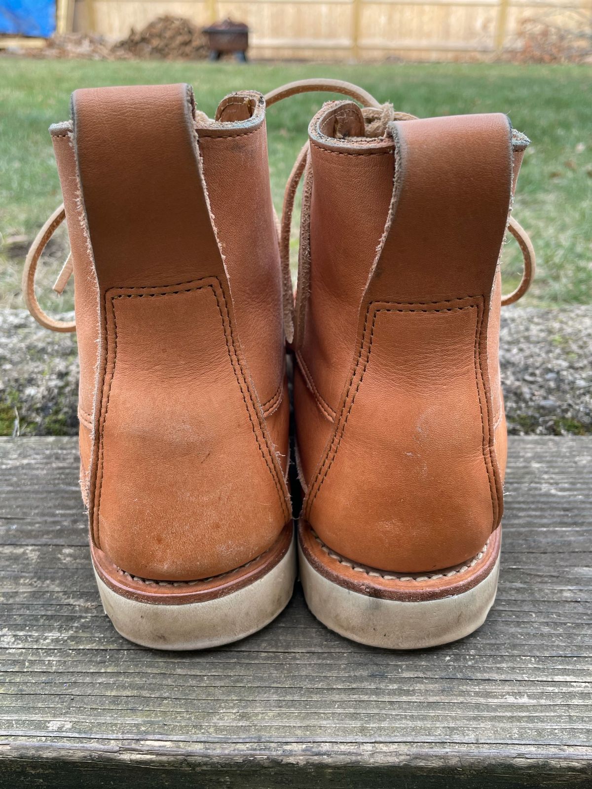 Photo by patinathunderdome on December 2, 2021 of the Rancourt & Co. Harrison Boot Redux in Horween Natural Essex.