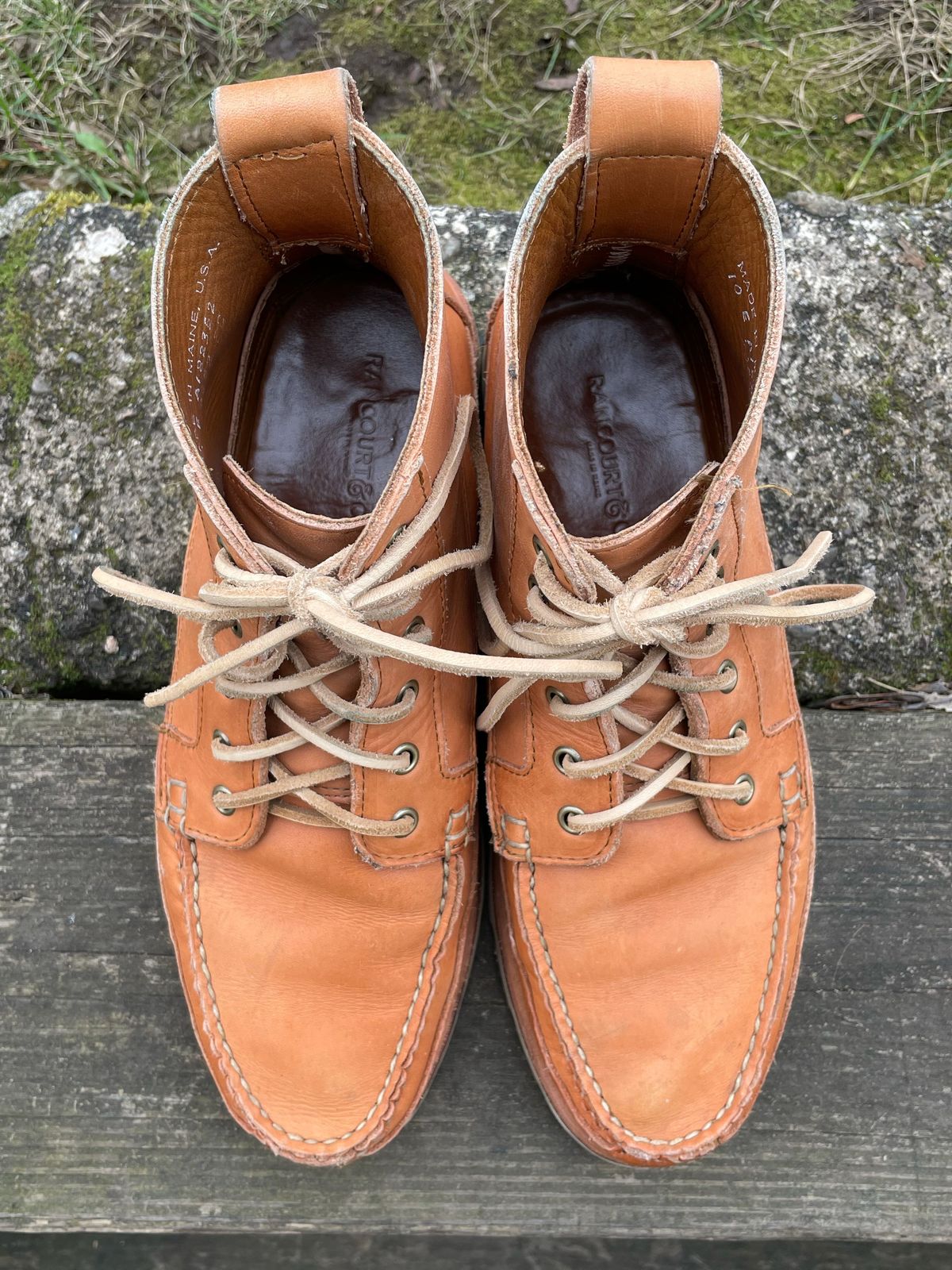 Photo by patinathunderdome on December 2, 2021 of the Rancourt & Co. Harrison Boot Redux in Horween Natural Essex.