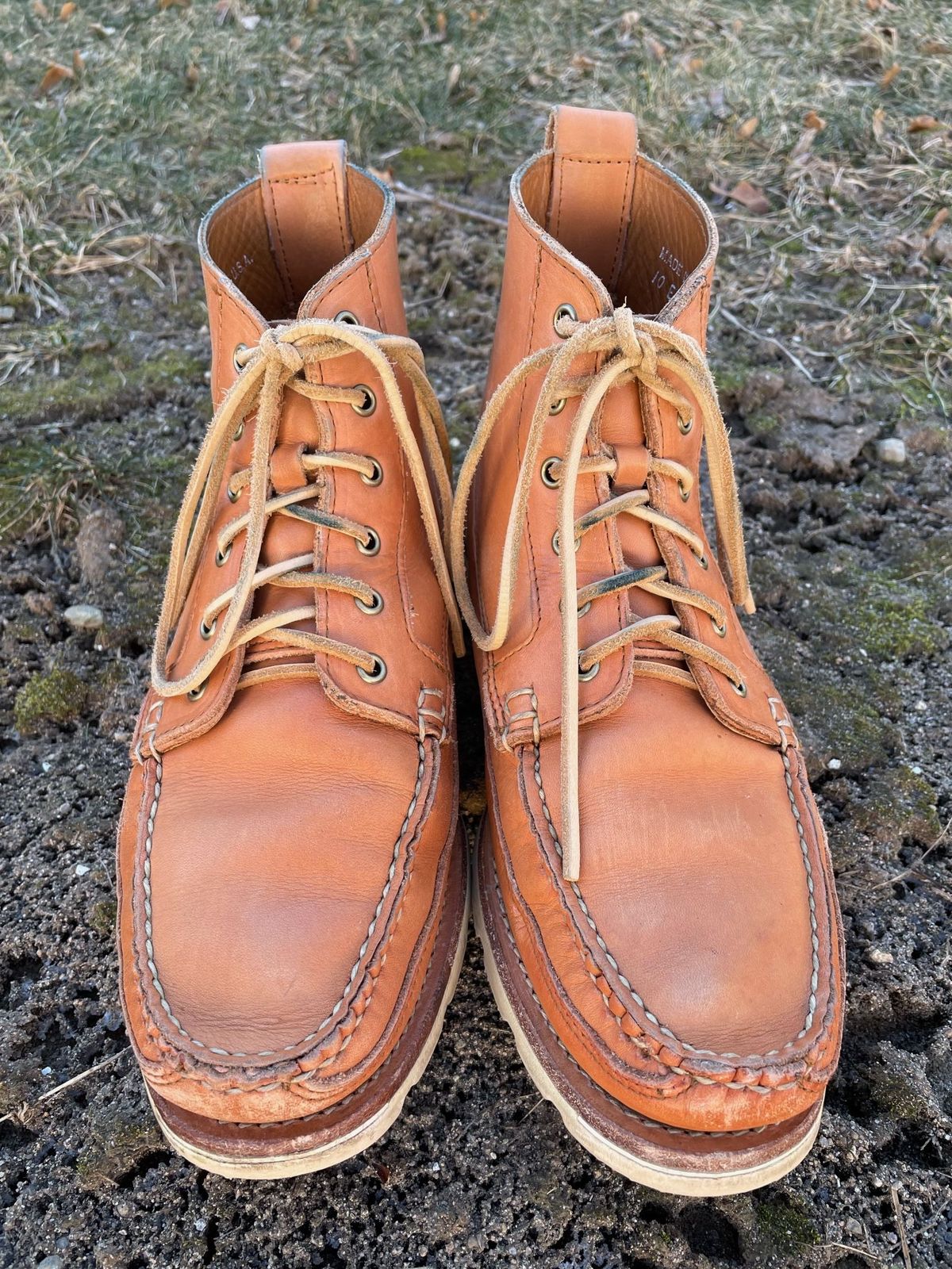 Photo by patinathunderdome on January 4, 2022 of the Rancourt & Co. Harrison Boot Redux in Horween Natural Essex.